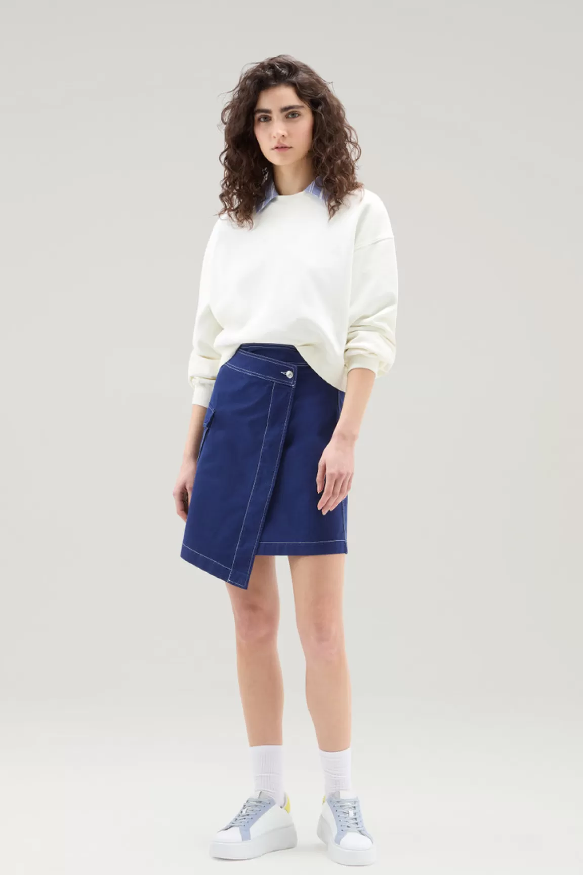 Donna Woolrich Vestiti e gonne>Gonna Cargo A Portafoglio Tinta In Capo In Twill Di Cotone