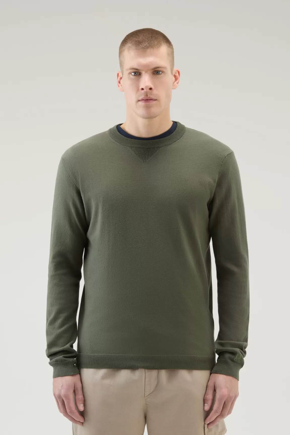 Uomo Woolrich Maglieria>Maglia Girocollo In Puro Cotone