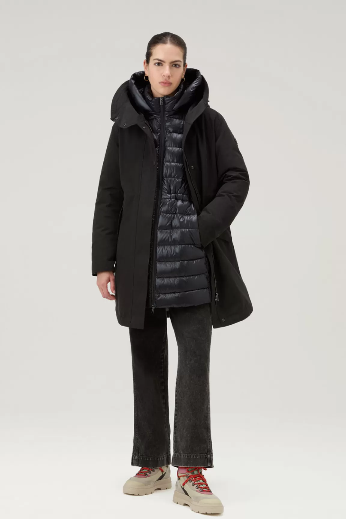 Donna Woolrich Parka>Military Parka 3 In 1 In Ramar Cloth Con Giacca Trapuntata Removibile