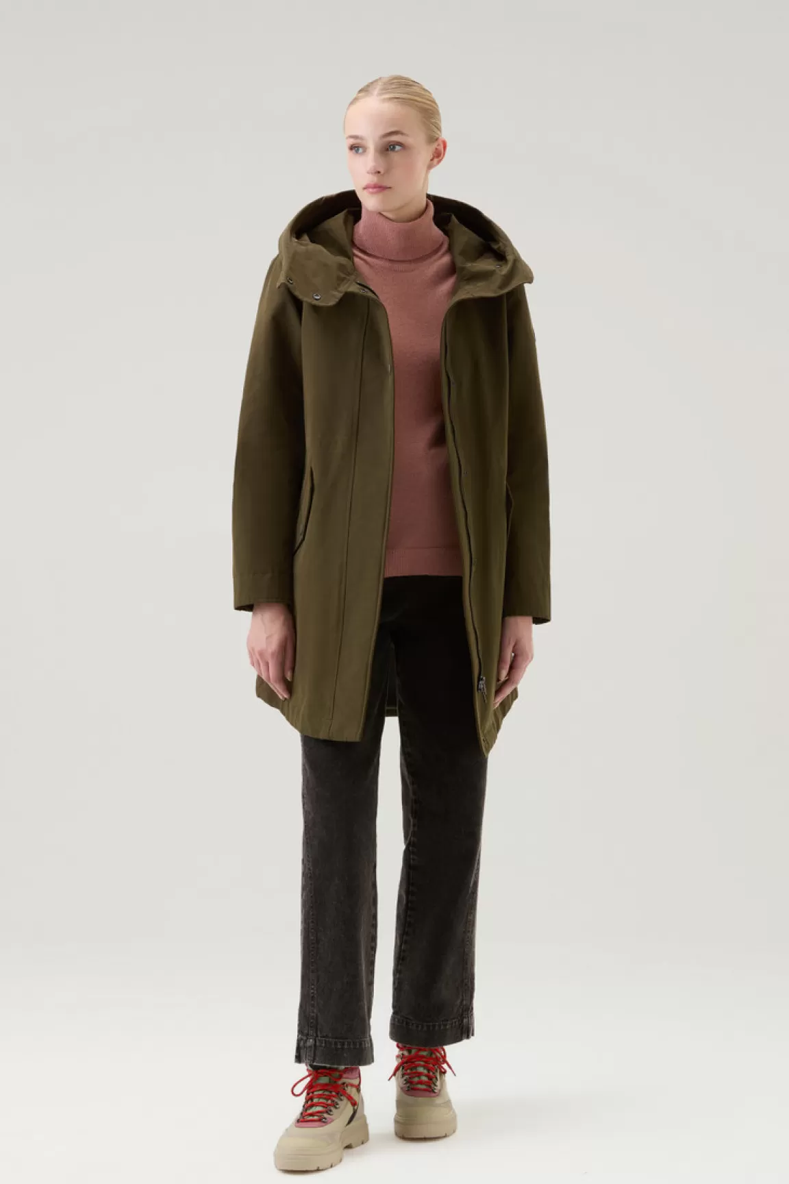 Donna Woolrich Parka>Military Parka 3 In 1 In Ramar Cloth Con Giacca Trapuntata Removibile