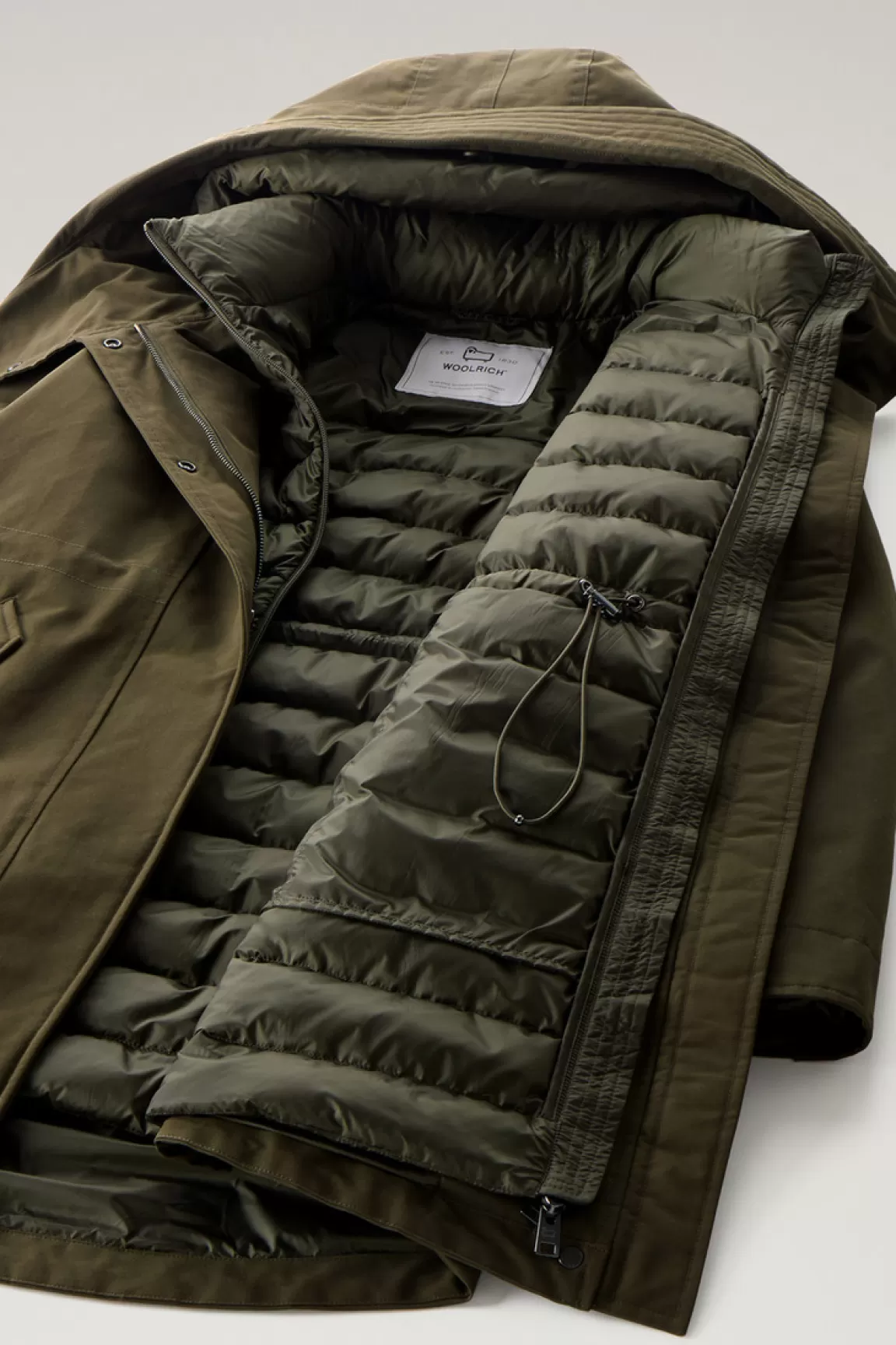 Donna Woolrich Parka>Military Parka 3 In 1 In Ramar Cloth Con Giacca Trapuntata Removibile