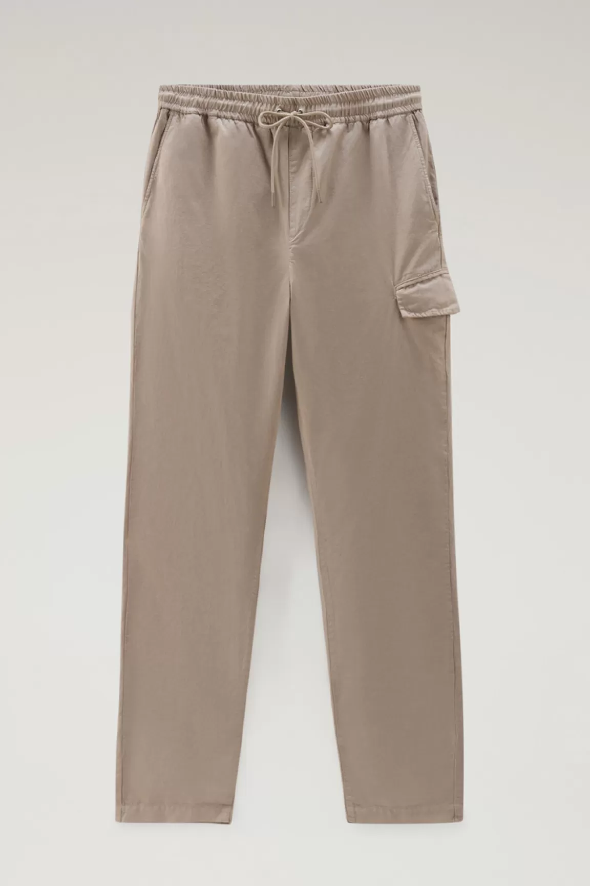 Uomo Woolrich Pantaloni e pantaloncini>Pantaloni Cargo In Misto Cotone E Lino Tinti In Capo