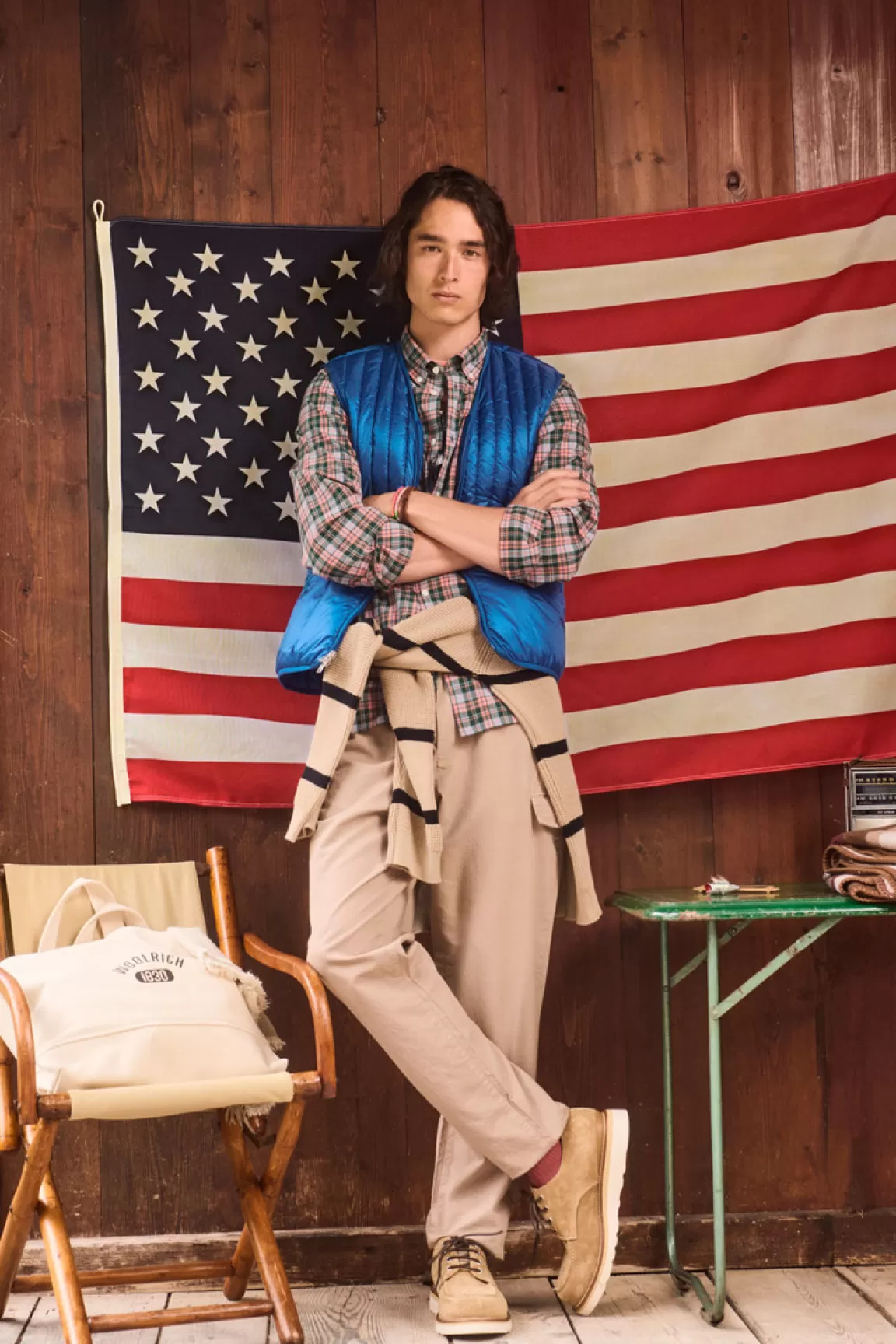 Uomo Woolrich Pantaloni e pantaloncini>Pantaloni Cargo In Misto Cotone E Lino Tinti In Capo