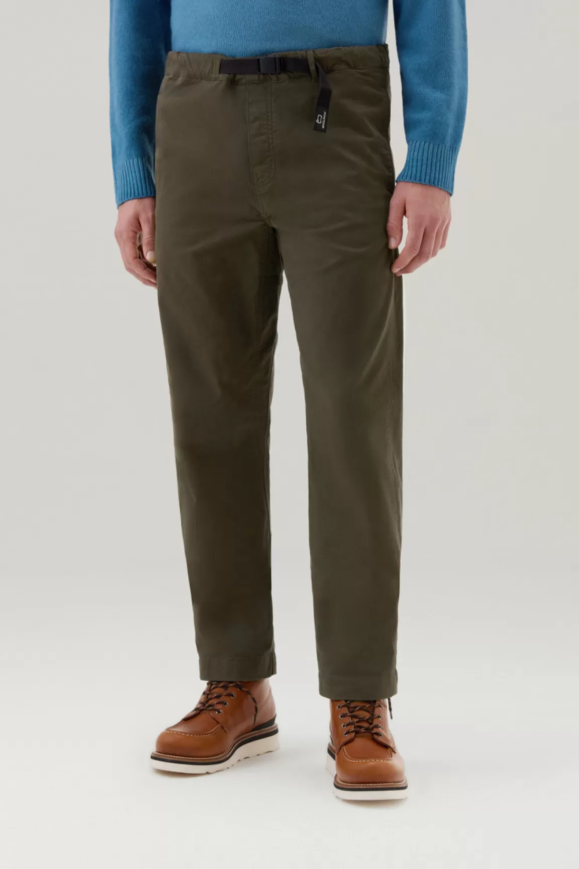 Uomo Woolrich Pantaloni e pantaloncini>Pantaloni Chino Tinti In Capo In Twill Di Cotone Elasticizzato