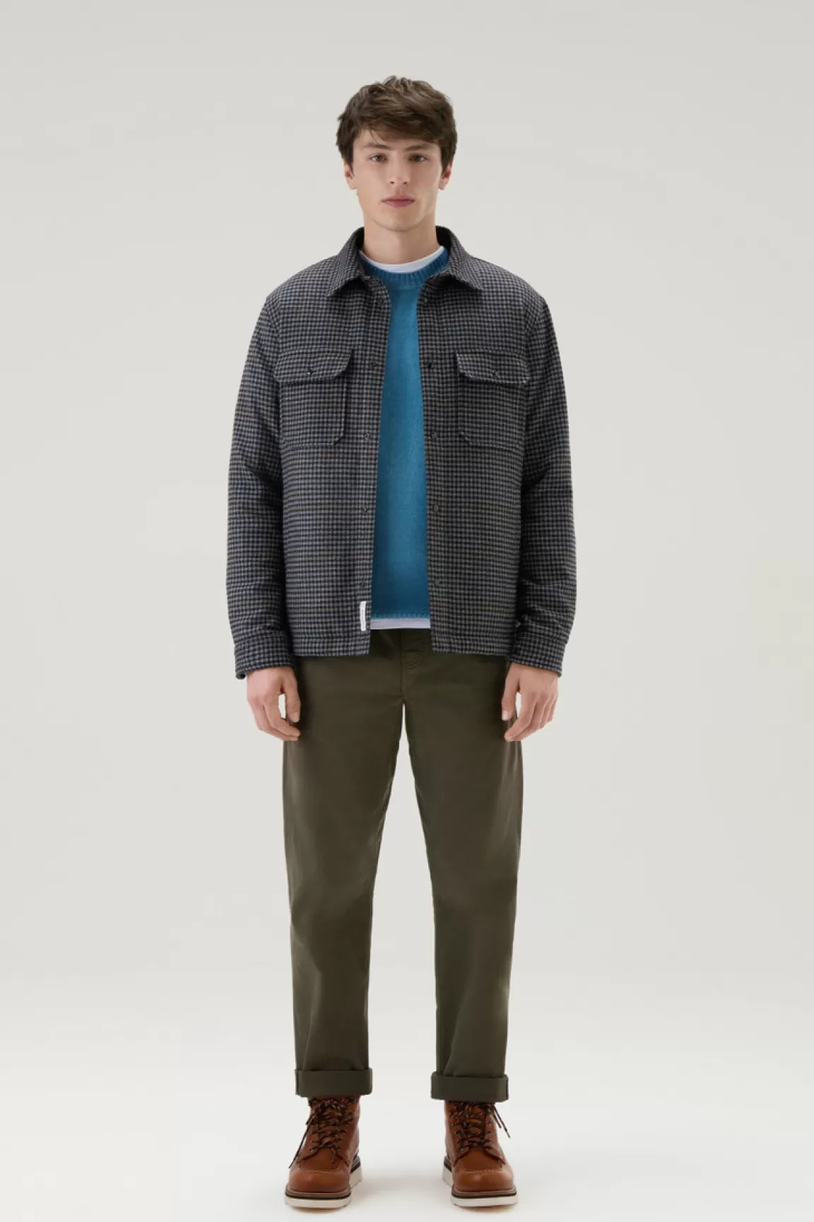 Uomo Woolrich Pantaloni e pantaloncini>Pantaloni Chino Tinti In Capo In Twill Di Cotone Elasticizzato