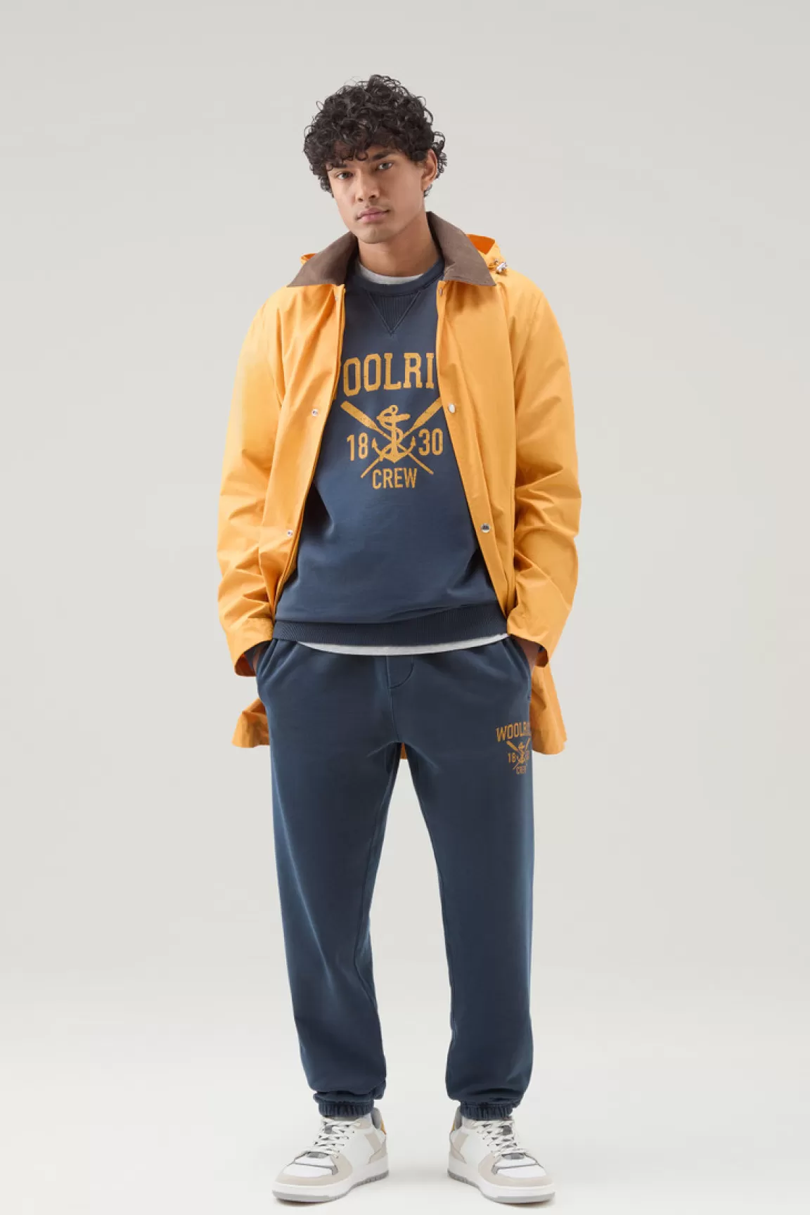 Uomo Woolrich Pantaloni e pantaloncini>Pantaloni Sportivi Tinti In Capo In Puro Cotone Felpato