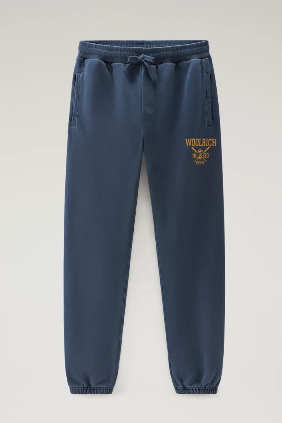 Uomo Woolrich Pantaloni e pantaloncini>Pantaloni Sportivi Tinti In Capo In Puro Cotone Felpato
