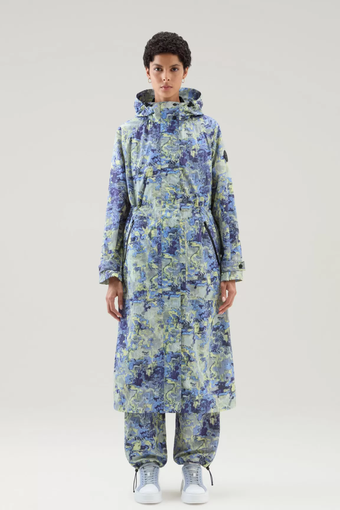 Donna Woolrich Parka>Parka Con Cappuccio In Tessuto CORDURA Stampato