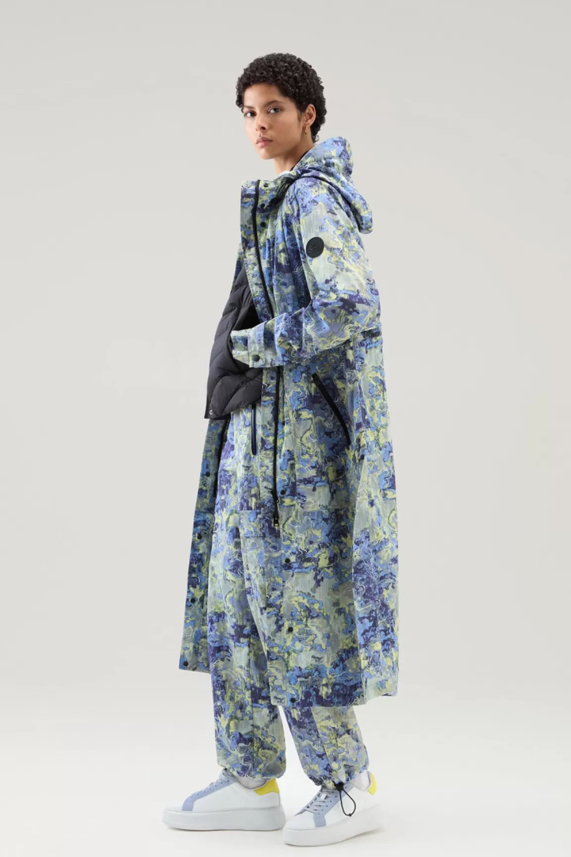 Donna Woolrich Parka>Parka Con Cappuccio In Tessuto CORDURA Stampato