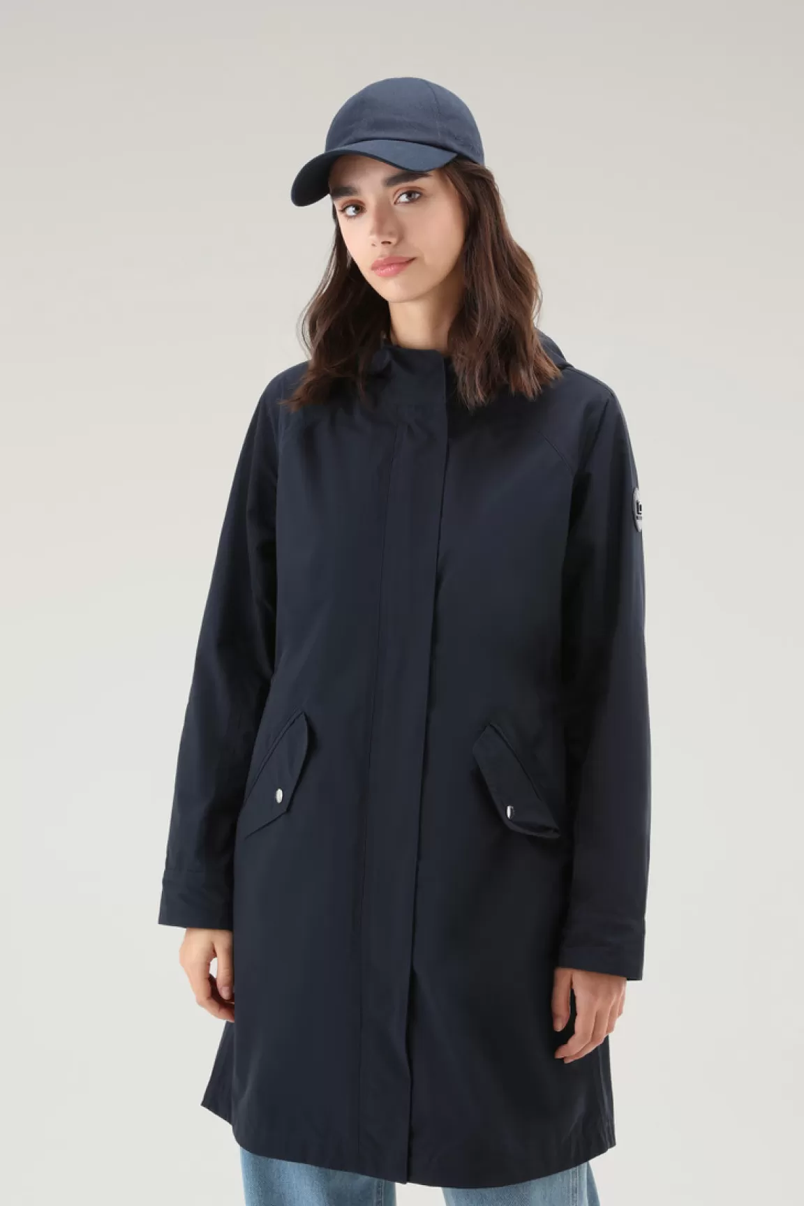 Donna Woolrich Parka>Parka Estivo Lungo In Tessuto Urban Touch Con Cappuccio