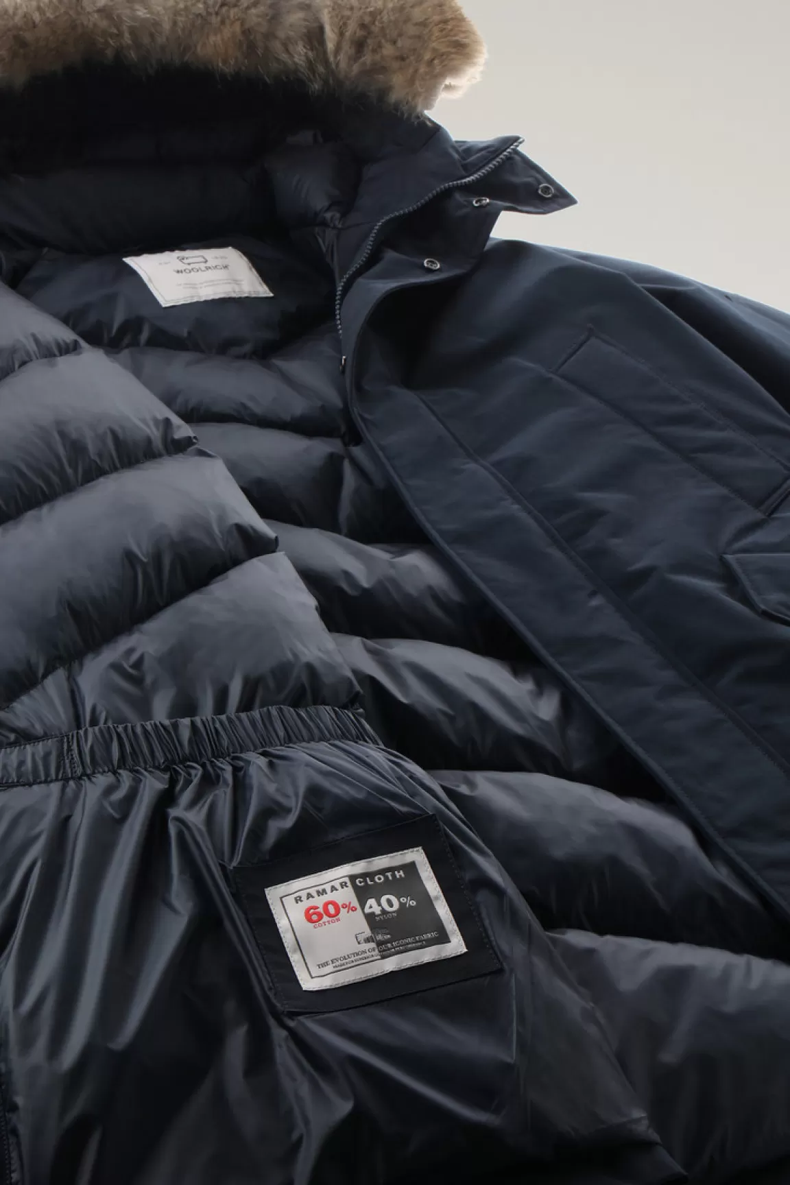 Uomo Woolrich Parka>Polar Parka In Ramar Cloth Con Collo Alto E Bordo In Pelliccia