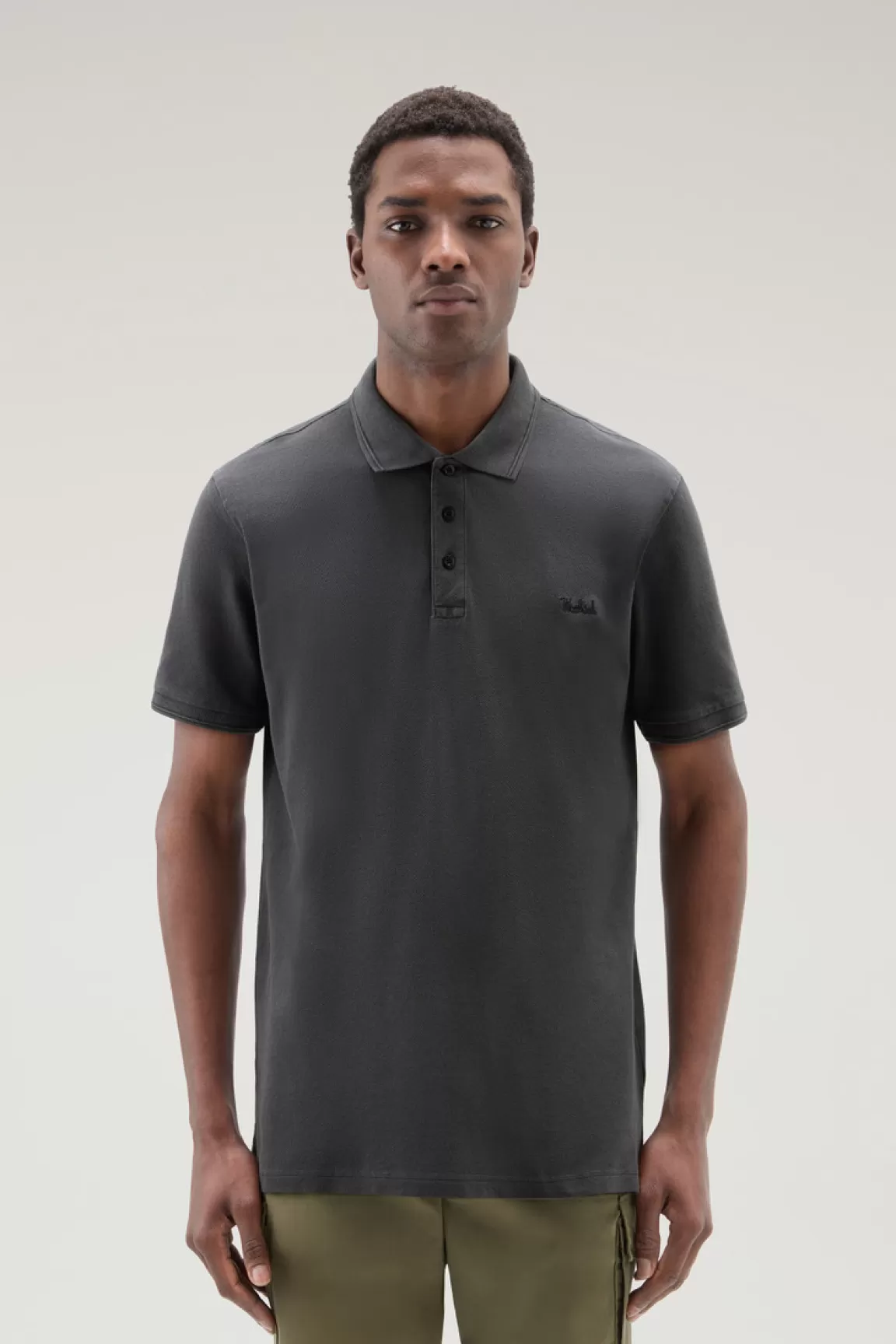 Uomo Woolrich Polo>Polo Mackinack Tinta In Capo In Piqué Di Cotone Elasticizzato