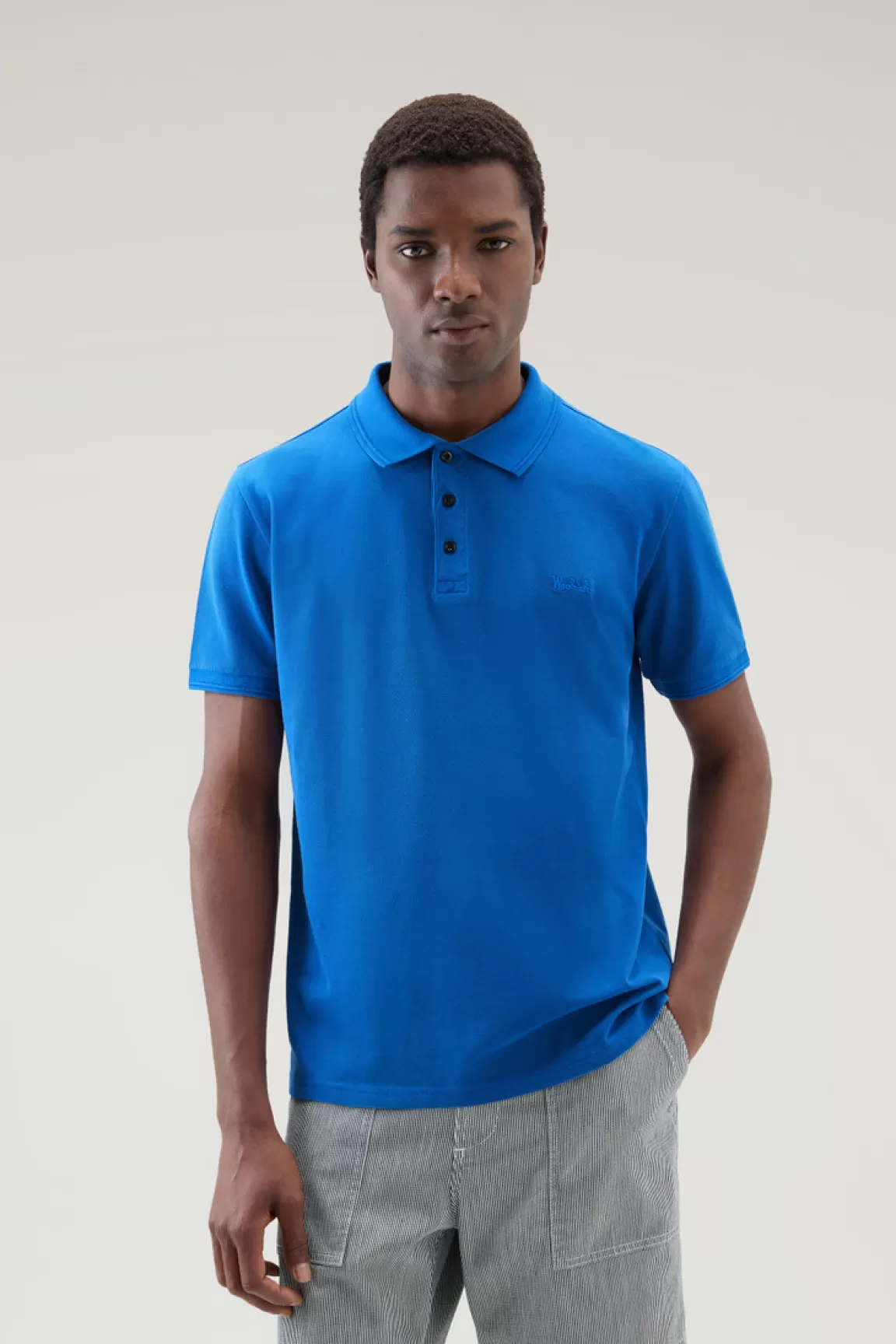Uomo Woolrich Polo>Polo Mackinack Tinta In Capo In Piqué Di Cotone Elasticizzato