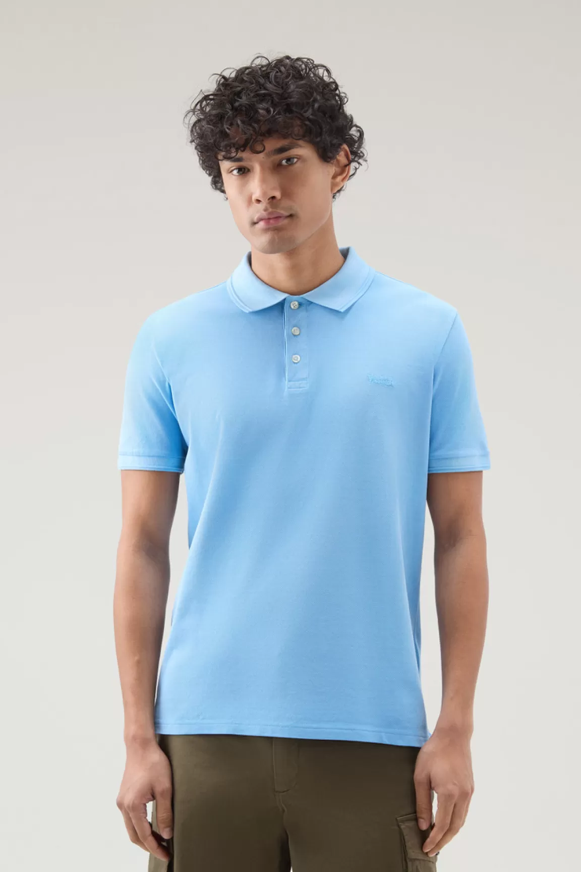 Uomo Woolrich Polo>Polo Mackinack Tinta In Capo In Piqué Di Cotone Elasticizzato