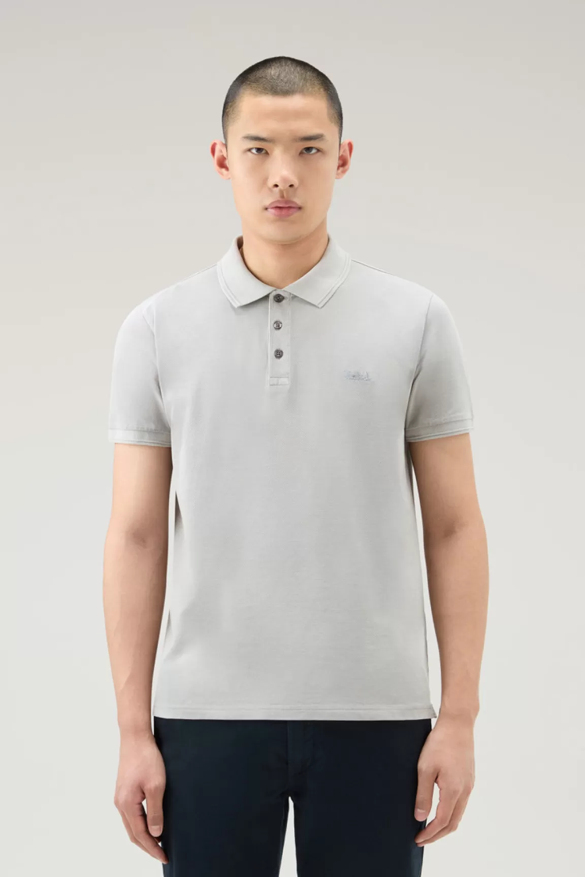 Uomo Woolrich Polo>Polo Mackinack Tinta In Capo In Piqué Di Cotone Elasticizzato