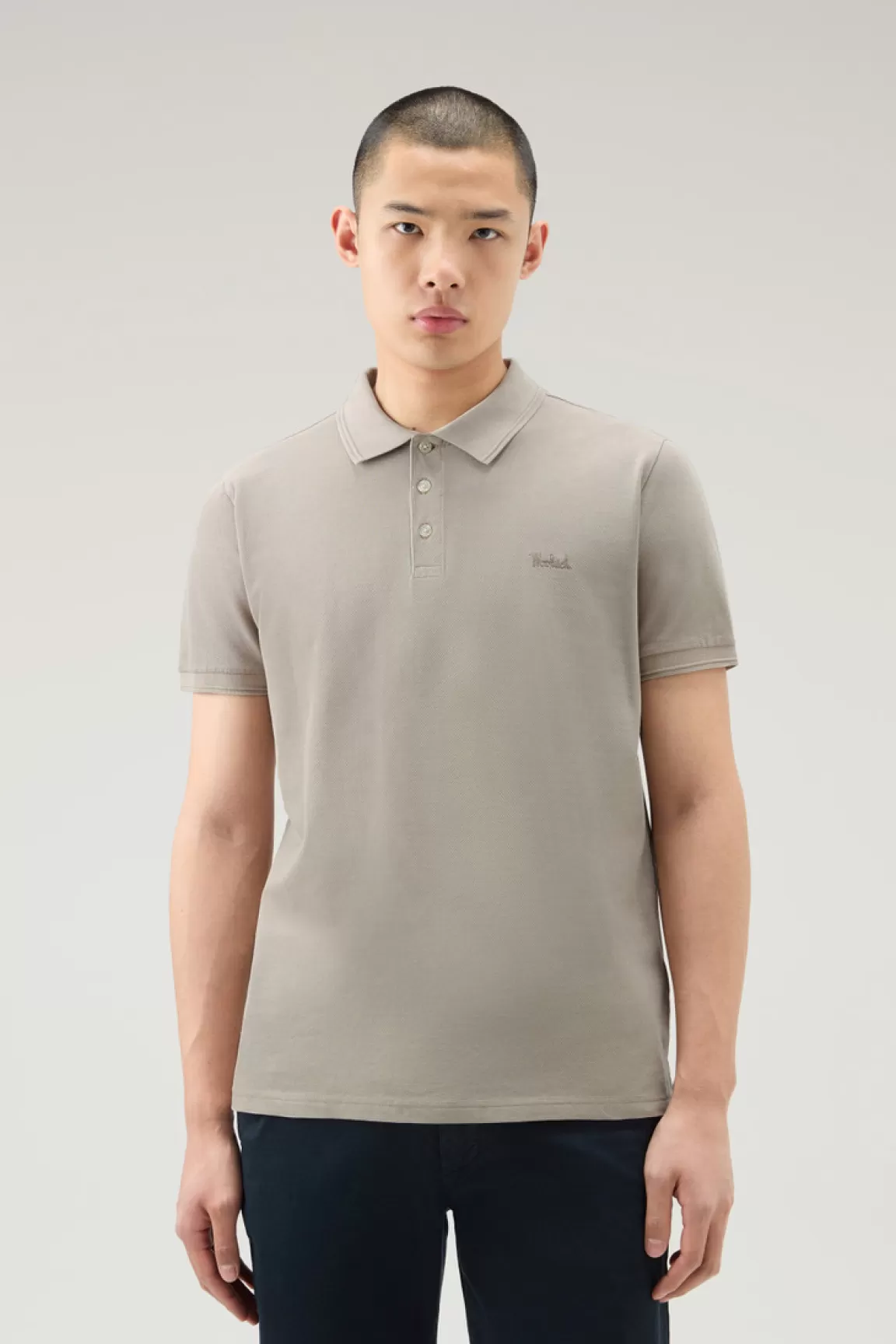 Uomo Woolrich Polo>Polo Mackinack Tinta In Capo In Piqué Di Cotone Elasticizzato