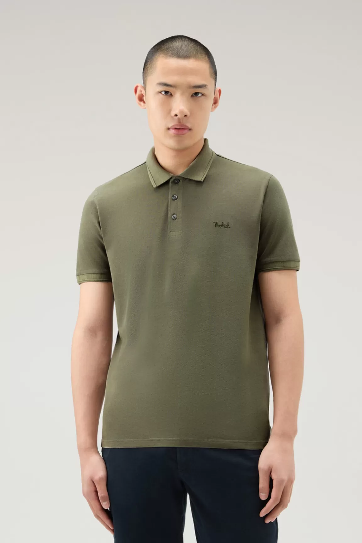 Uomo Woolrich Polo>Polo Mackinack Tinta In Capo In Piqué Di Cotone Elasticizzato