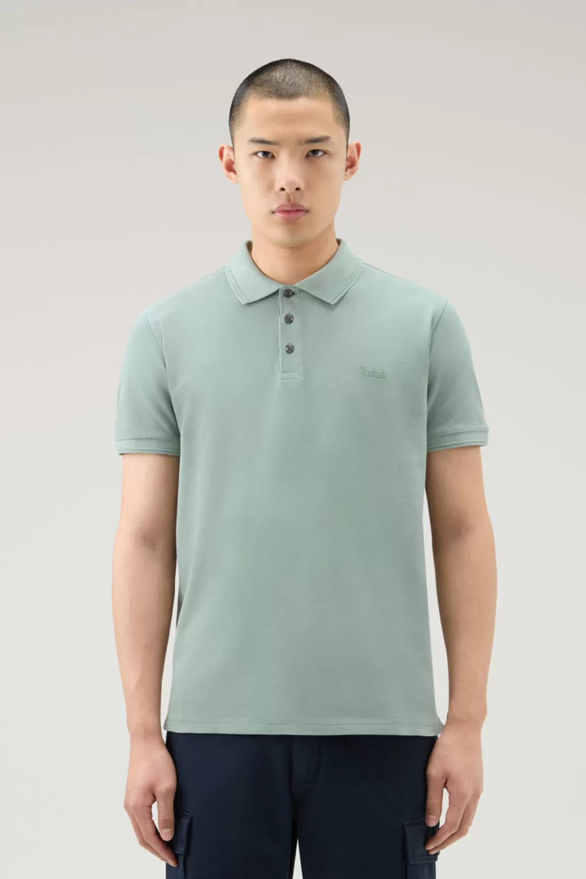 Uomo Woolrich Polo>Polo Mackinack Tinta In Capo In Piqué Di Cotone Elasticizzato