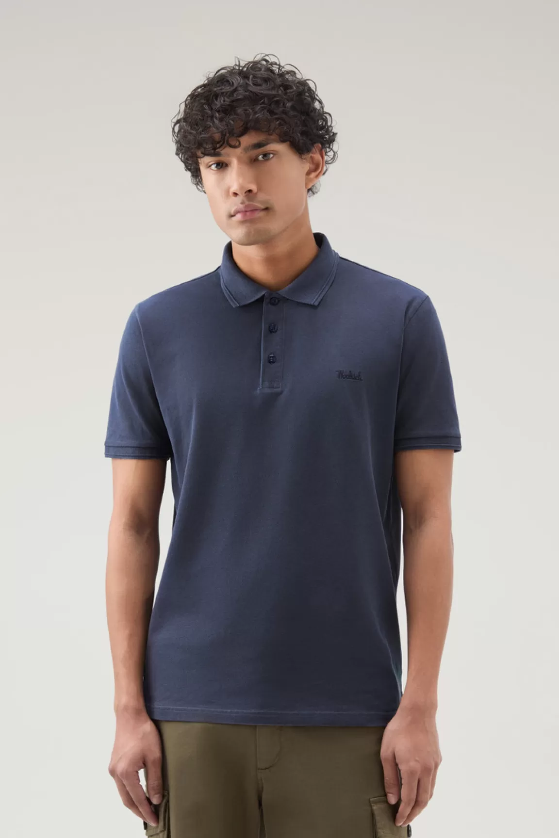Uomo Woolrich Polo>Polo Mackinack Tinta In Capo In Piqué Di Cotone Elasticizzato