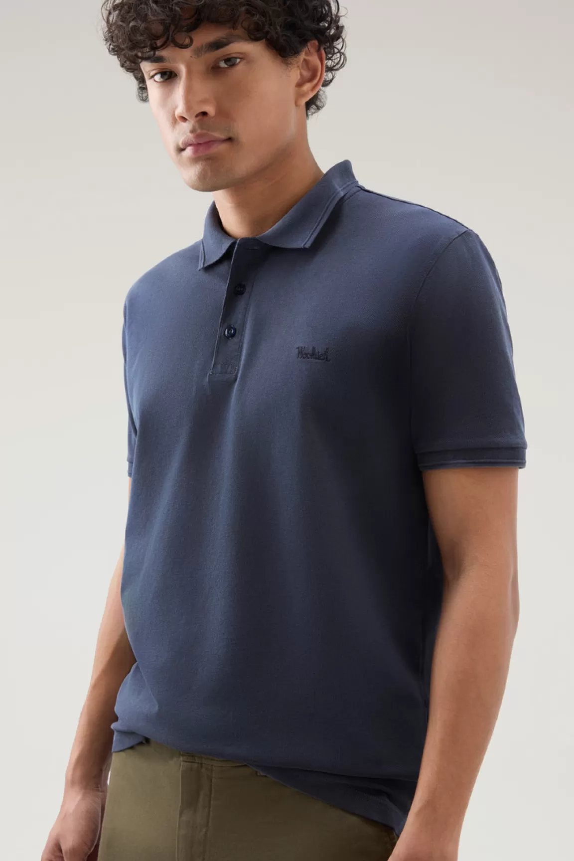 Uomo Woolrich Polo>Polo Mackinack Tinta In Capo In Piqué Di Cotone Elasticizzato