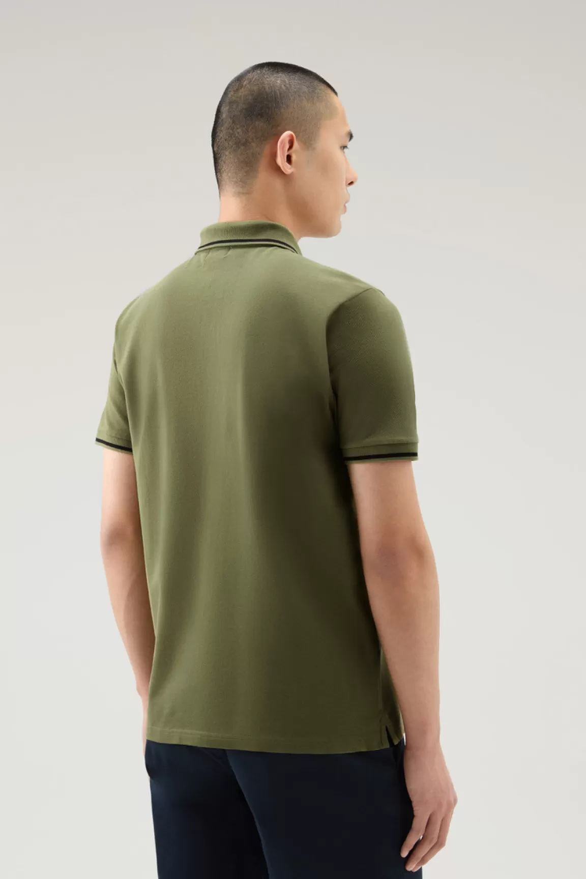 Uomo Woolrich Polo>Polo Monterey In Piquet Di Cotone Elasticizzato Con Bordi A Righe