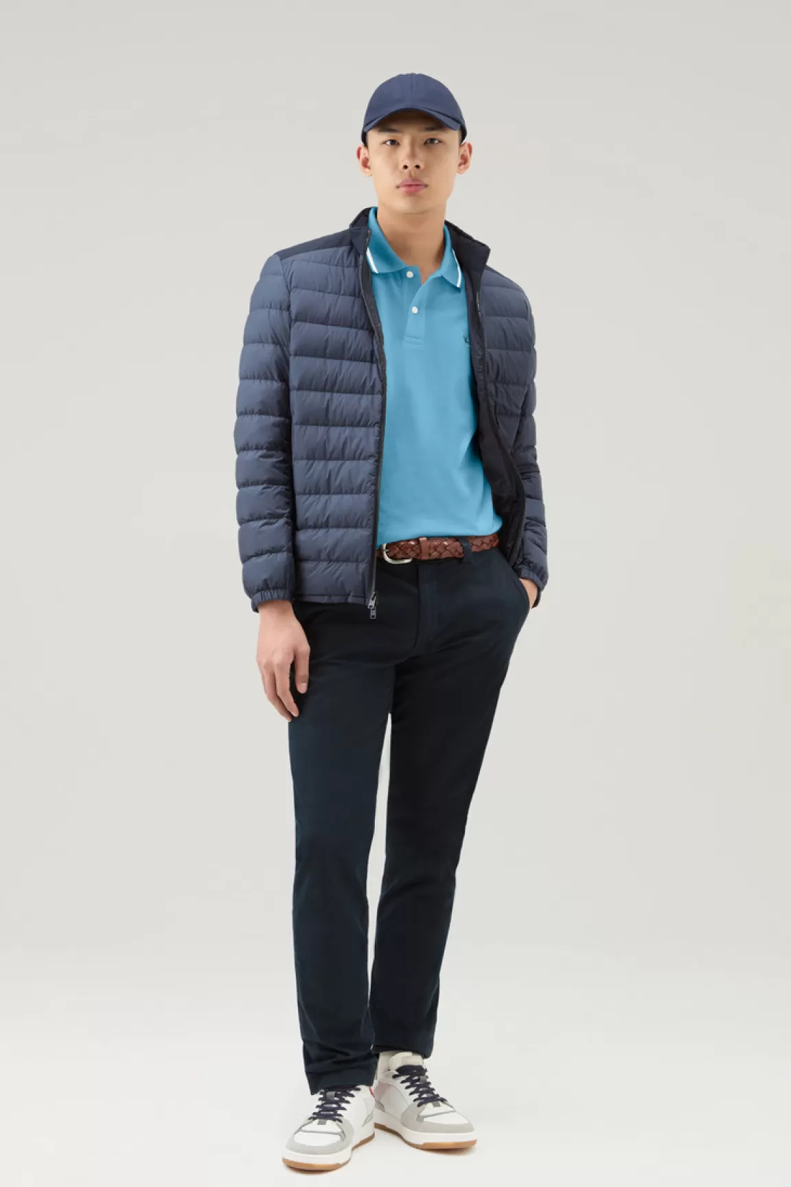 Uomo Woolrich Polo>Polo Monterey In Piquet Di Cotone Elasticizzato Con Bordi A Righe