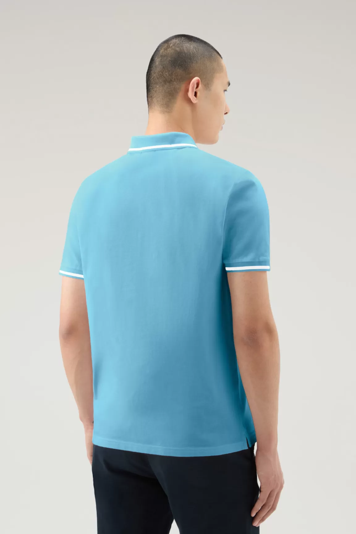 Uomo Woolrich Polo>Polo Monterey In Piquet Di Cotone Elasticizzato Con Bordi A Righe