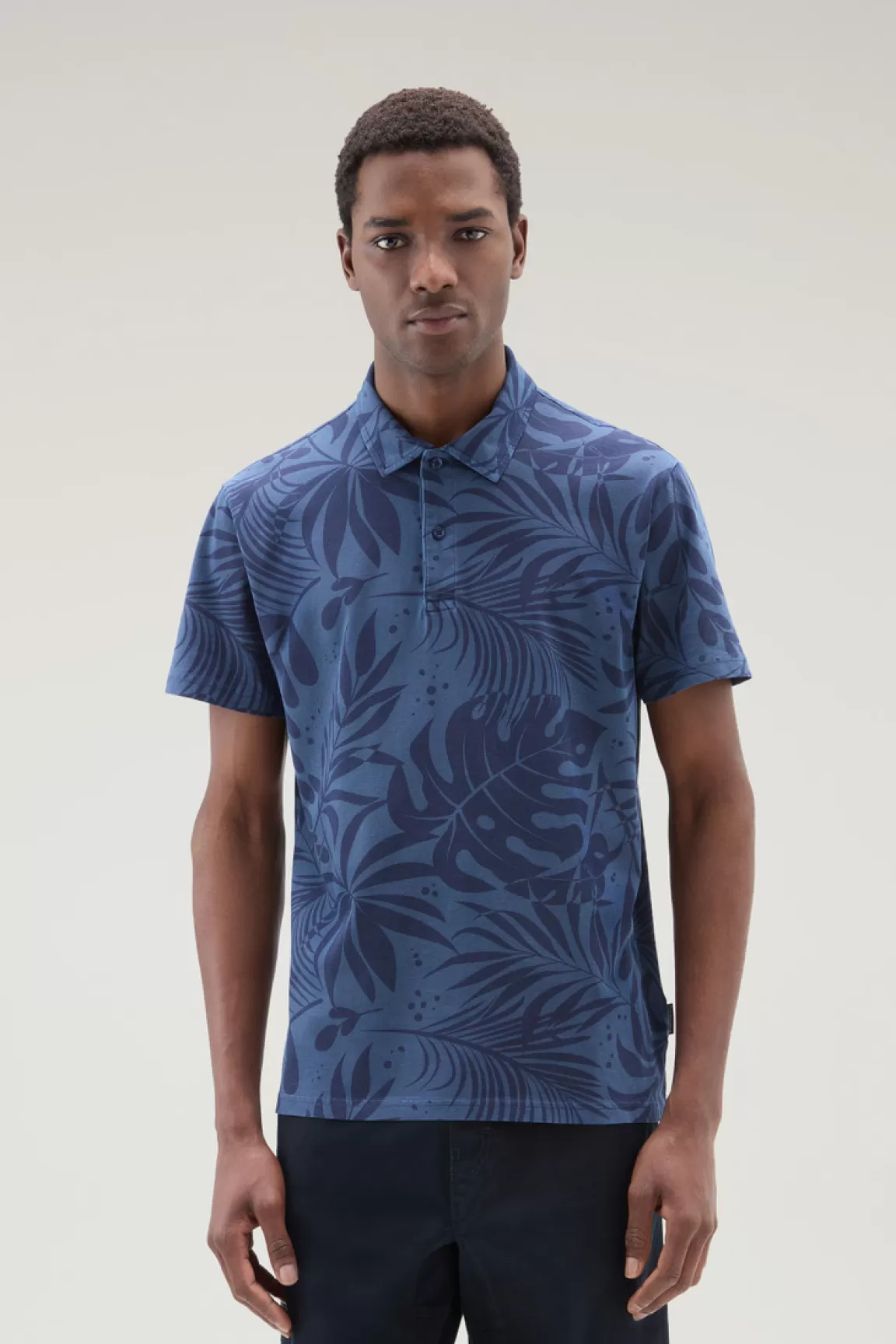 Uomo Woolrich Polo>Polo Tinta In Capo In Cotone Elasticizzato Con Stampa Tropical
