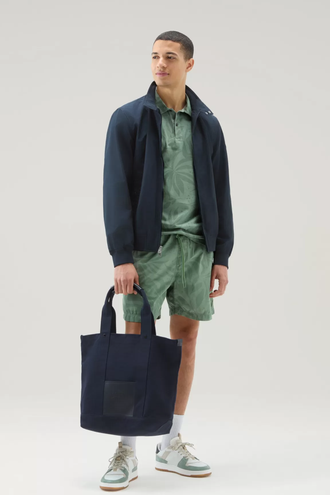 Uomo Woolrich Polo>Polo Tinta In Capo In Cotone Elasticizzato Con Stampa Tropical