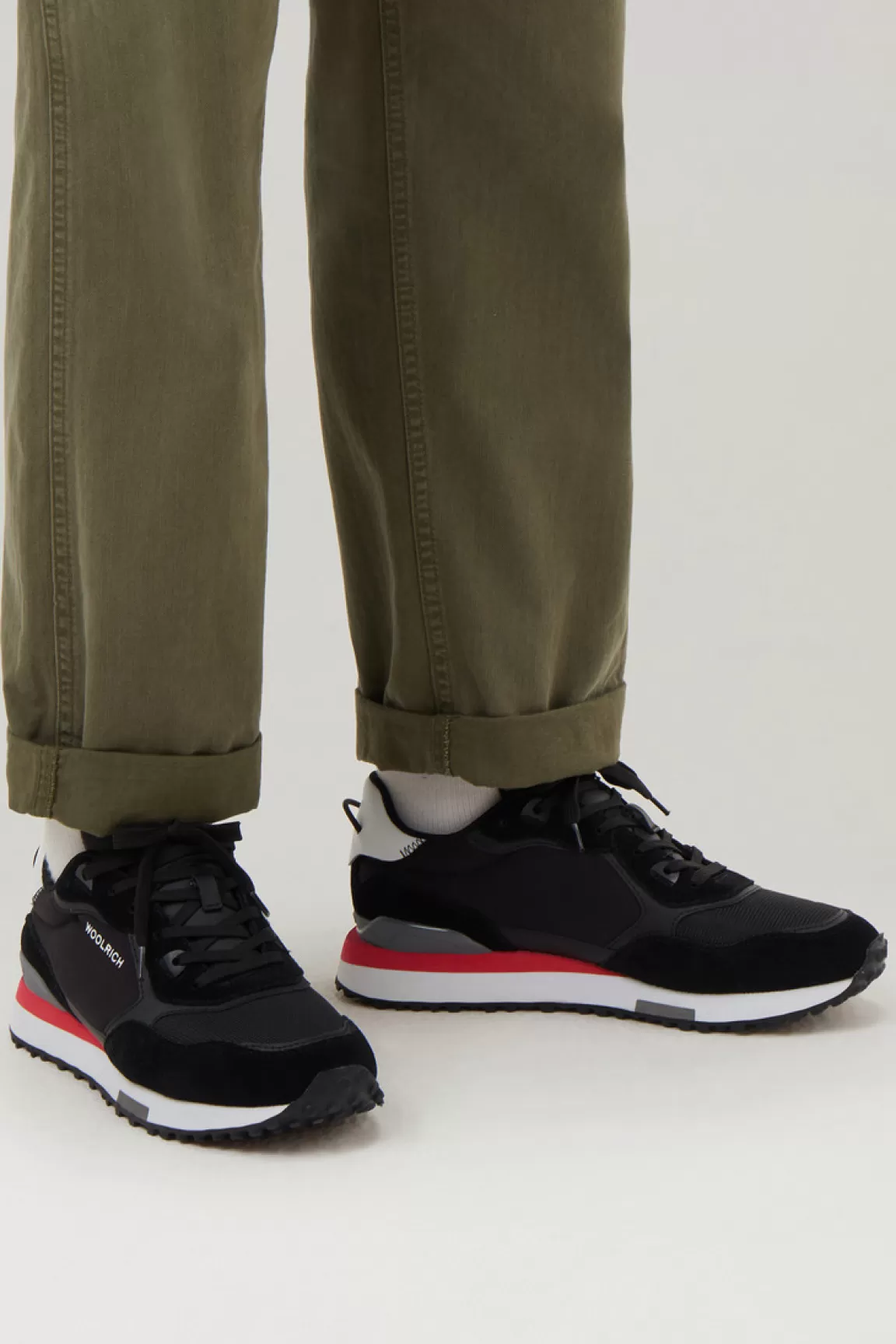 Uomo Woolrich Sneakers>Retro Sneakers In Pelle Con Dettagli In Nylon