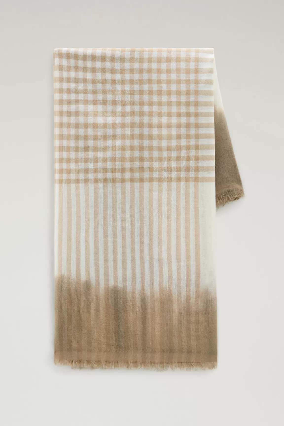 Donna Woolrich Sciarpe>Sciarpa In Misto Lana E Cotone Con Motivo Micro Check