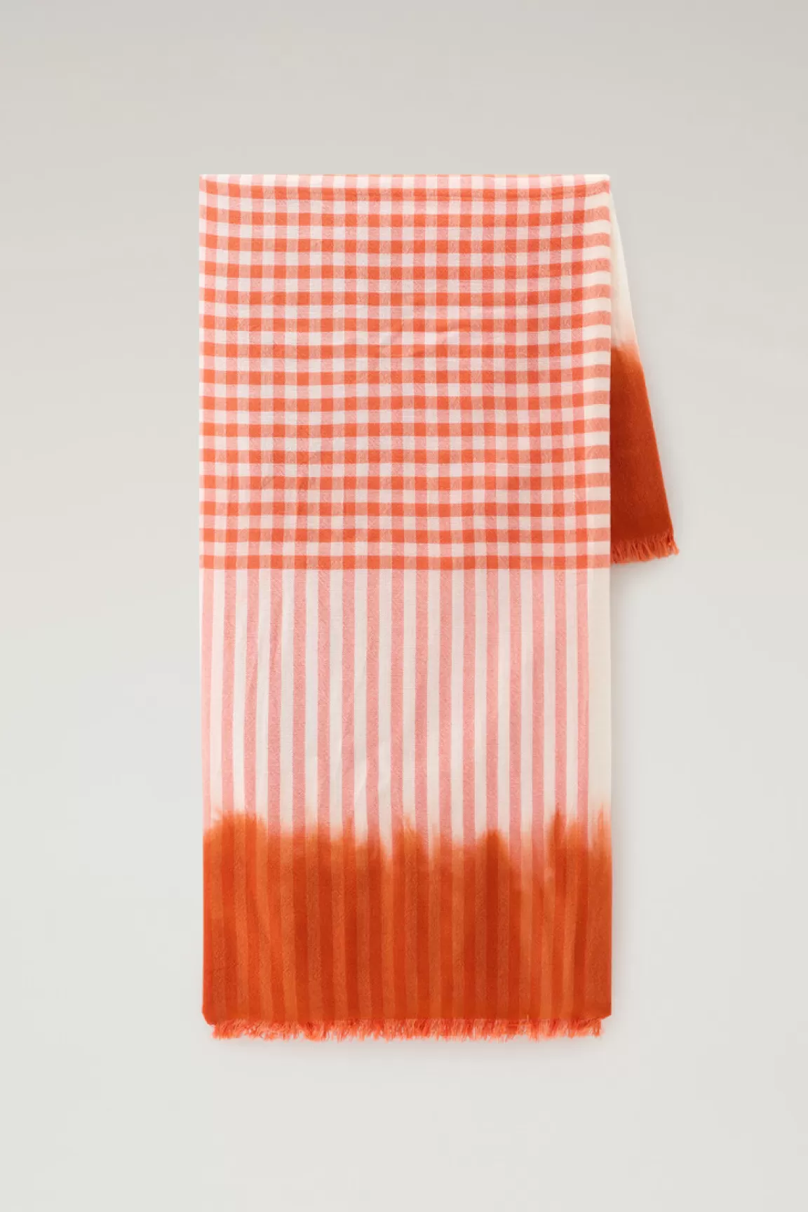Donna Woolrich Sciarpe>Sciarpa In Misto Lana E Cotone Con Motivo Micro Check