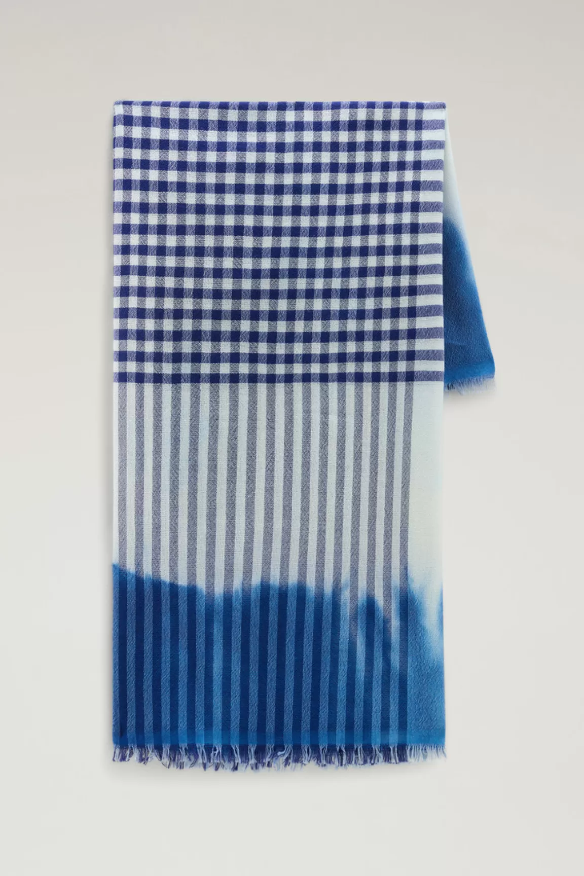 Donna Woolrich Sciarpe>Sciarpa In Misto Lana E Cotone Con Motivo Micro Check