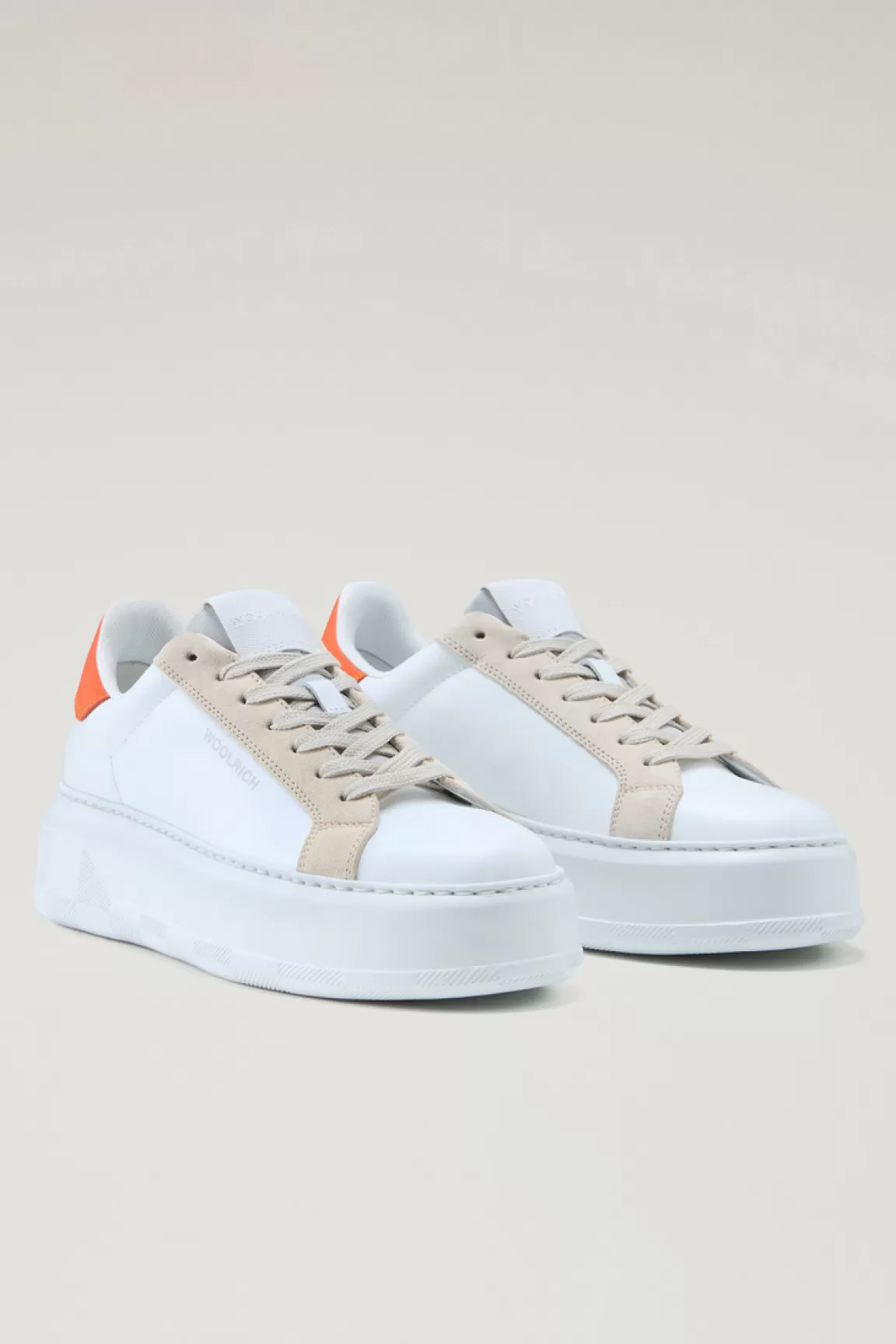 Donna Woolrich Sneakers>Sneakers Chunky Court In Pelle Con Dettagli A Contrasto