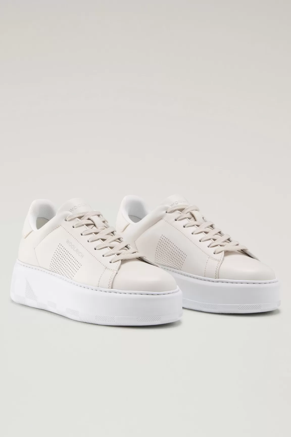 Donna Woolrich Sneakers>Sneakers Chunky Court In Pelle Con Microforature