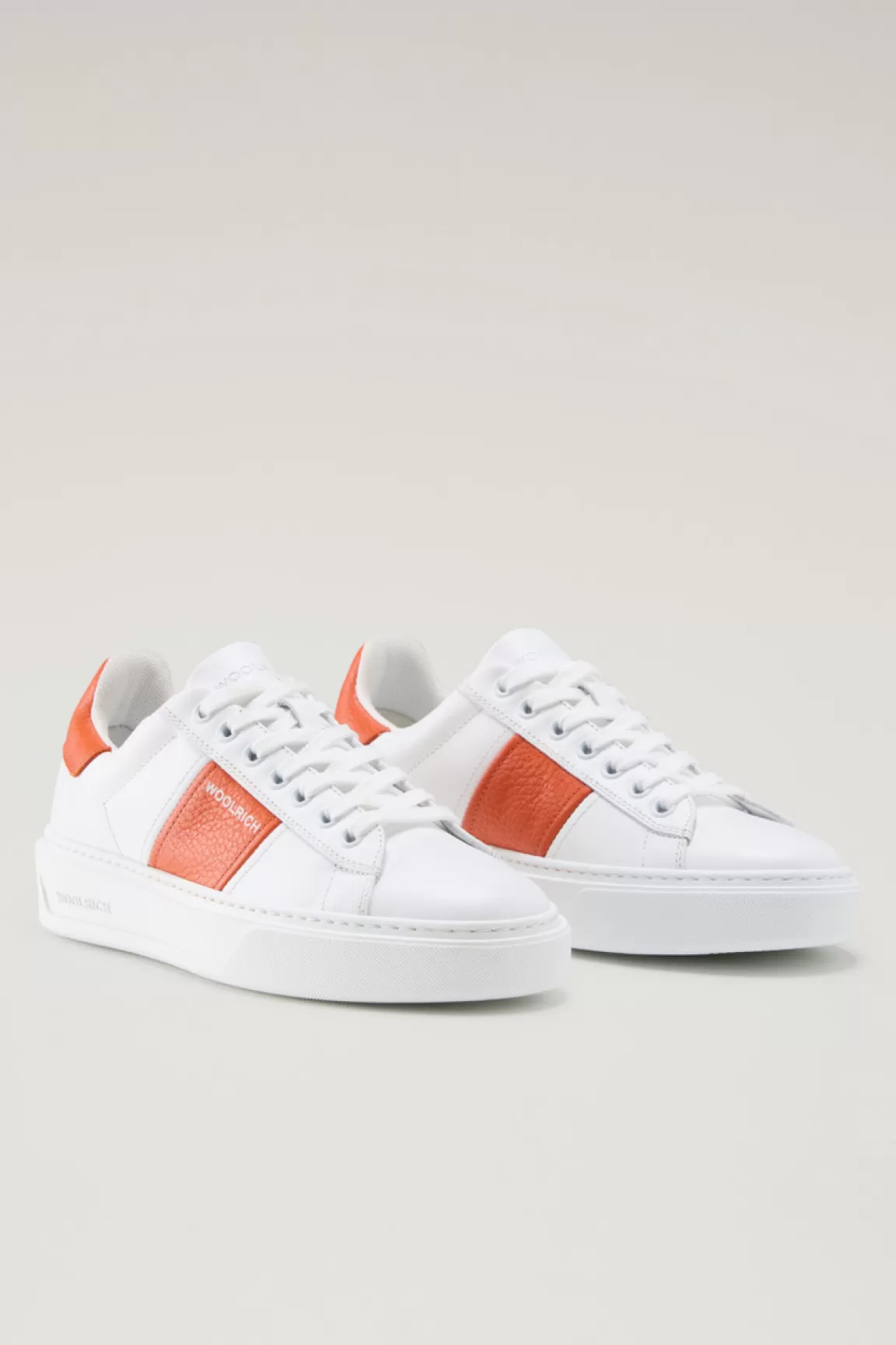 Donna Woolrich Sneakers>Sneakers Classic Court In Pelle Con Banda A Contrasto