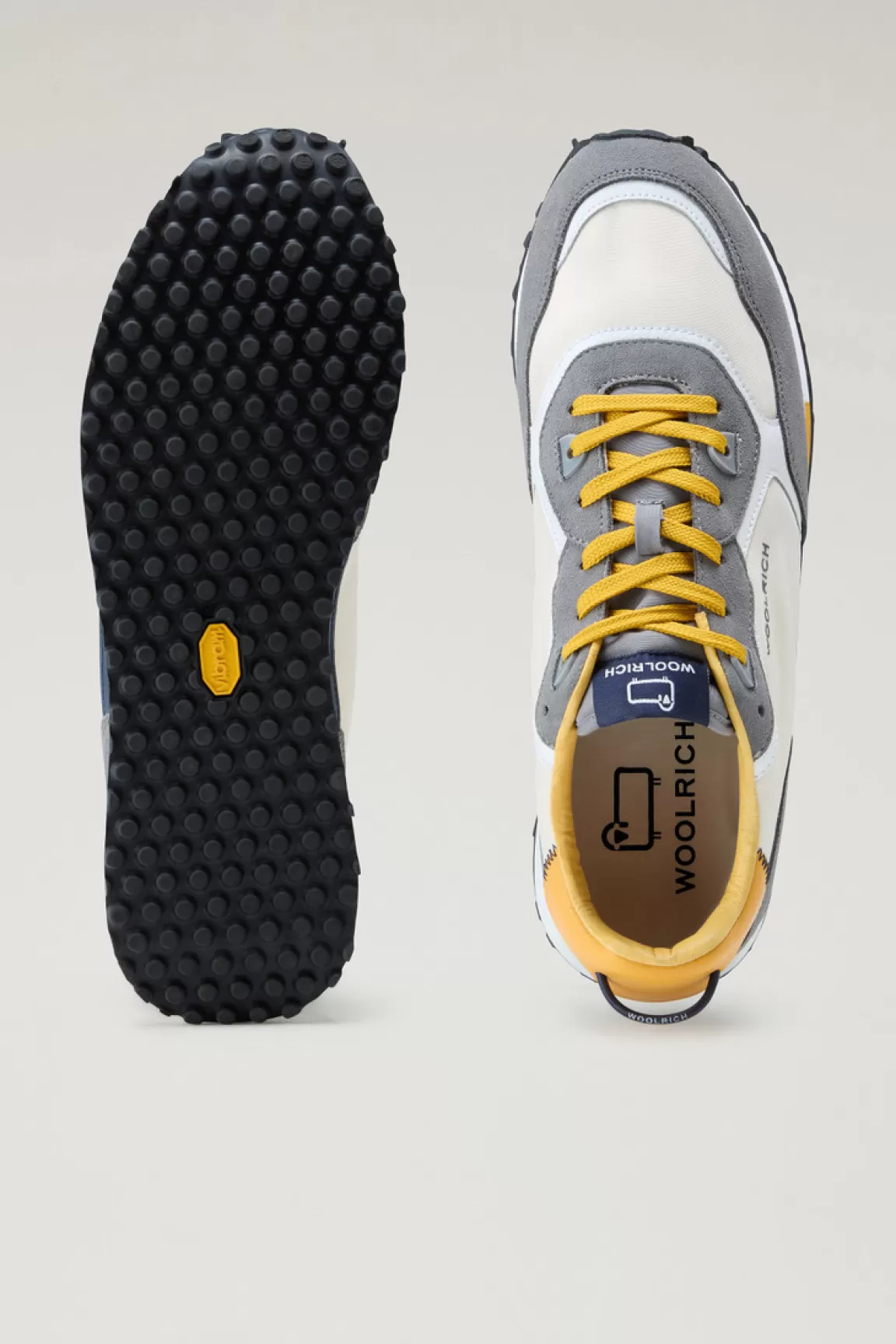 Uomo Woolrich Sneakers>Sneakers Retro In Pelle Con Dettagli In Nylon