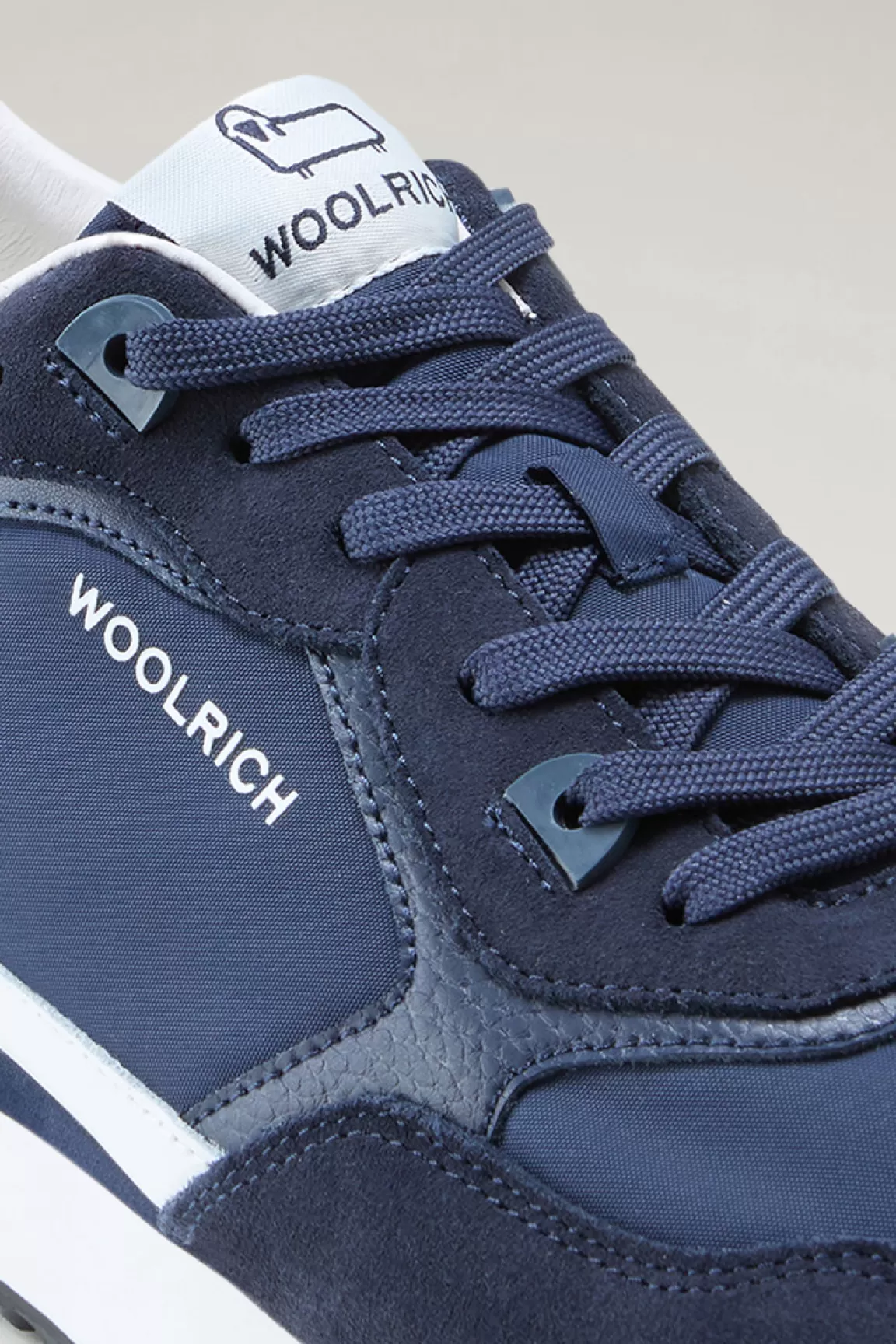 Uomo Woolrich Sneakers>Sneakers Retro In Pelle Con Dettagli In Nylon