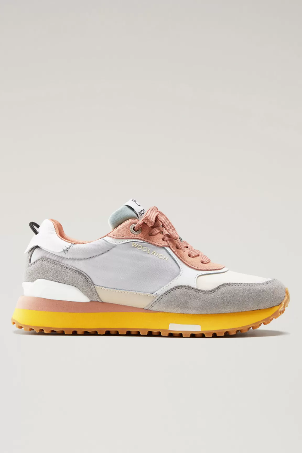 Donna Woolrich Sneakers>Sneakers Retro In Pelle Con Dettagli In Nylon