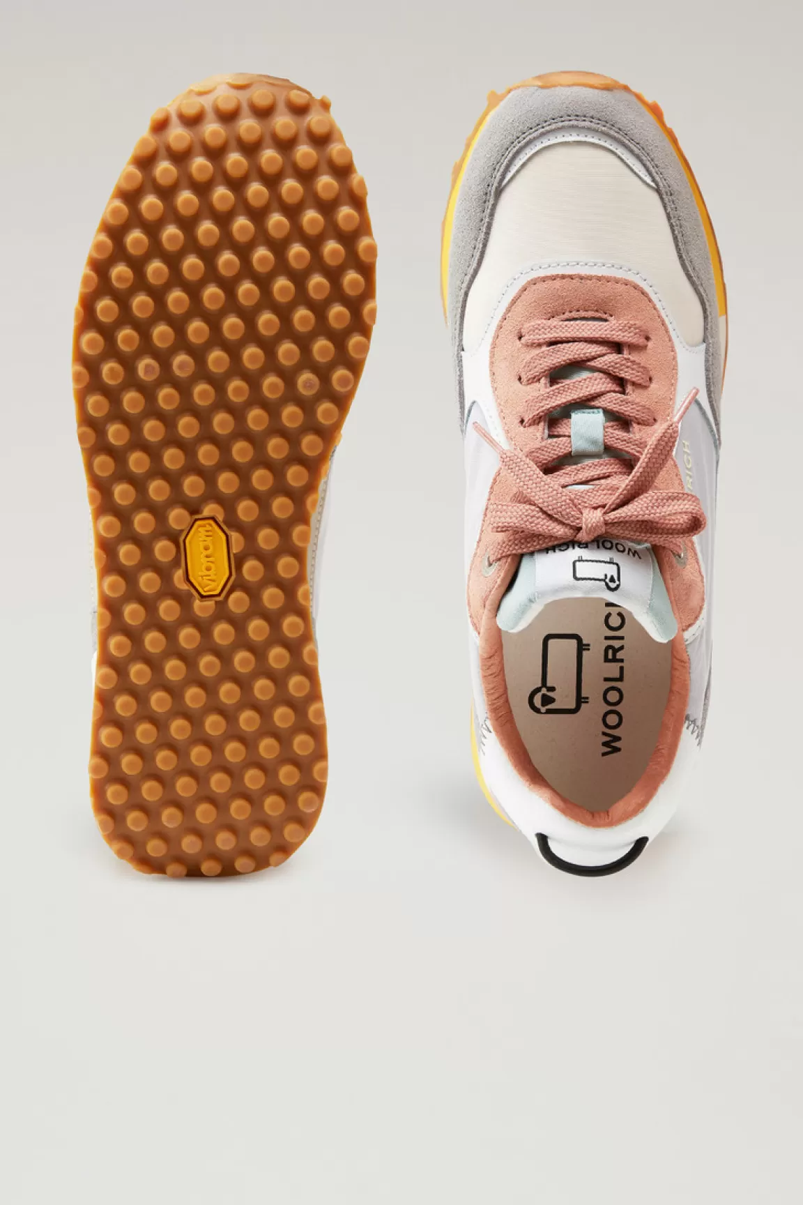 Donna Woolrich Sneakers>Sneakers Retro In Pelle Con Dettagli In Nylon