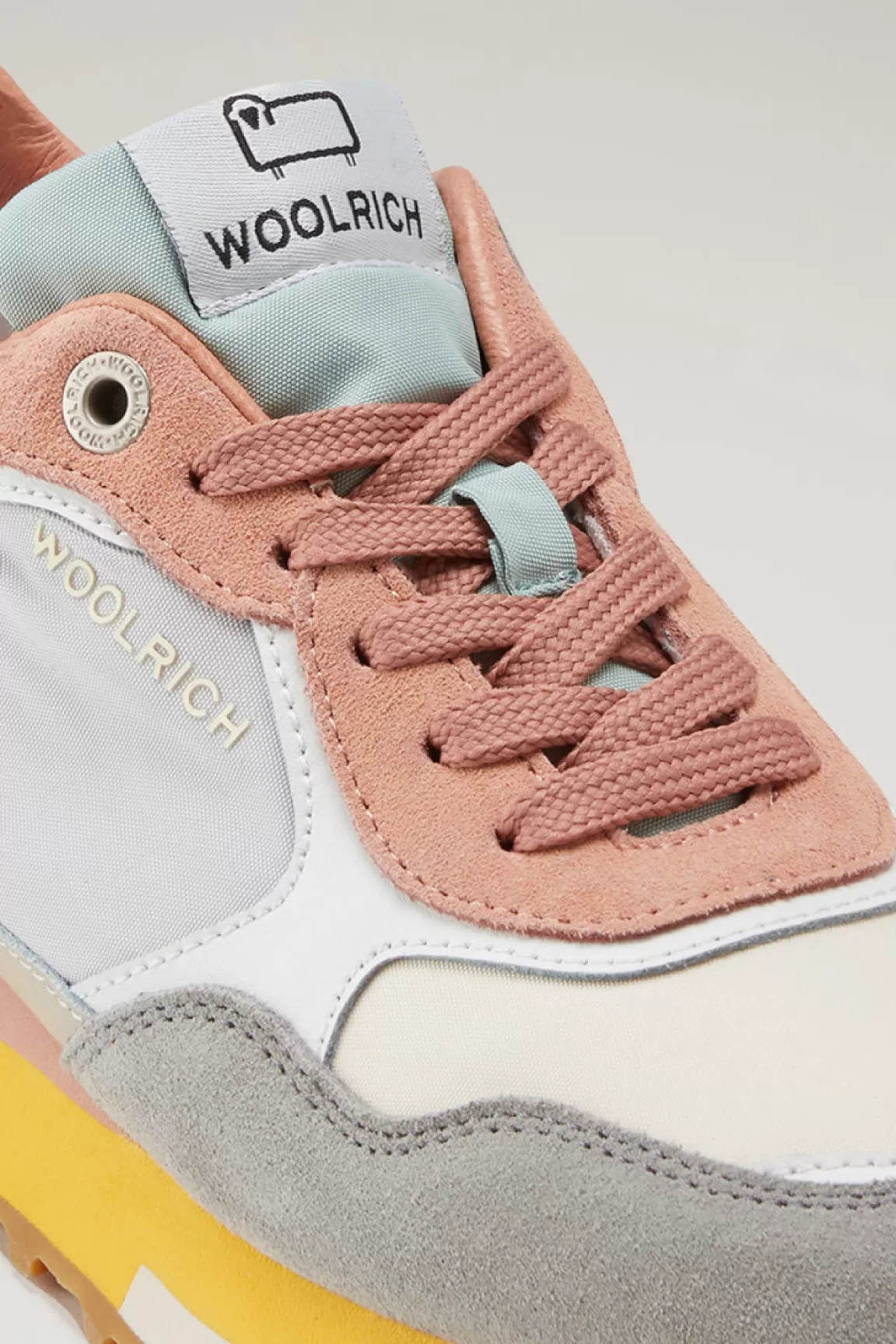 Donna Woolrich Sneakers>Sneakers Retro In Pelle Con Dettagli In Nylon