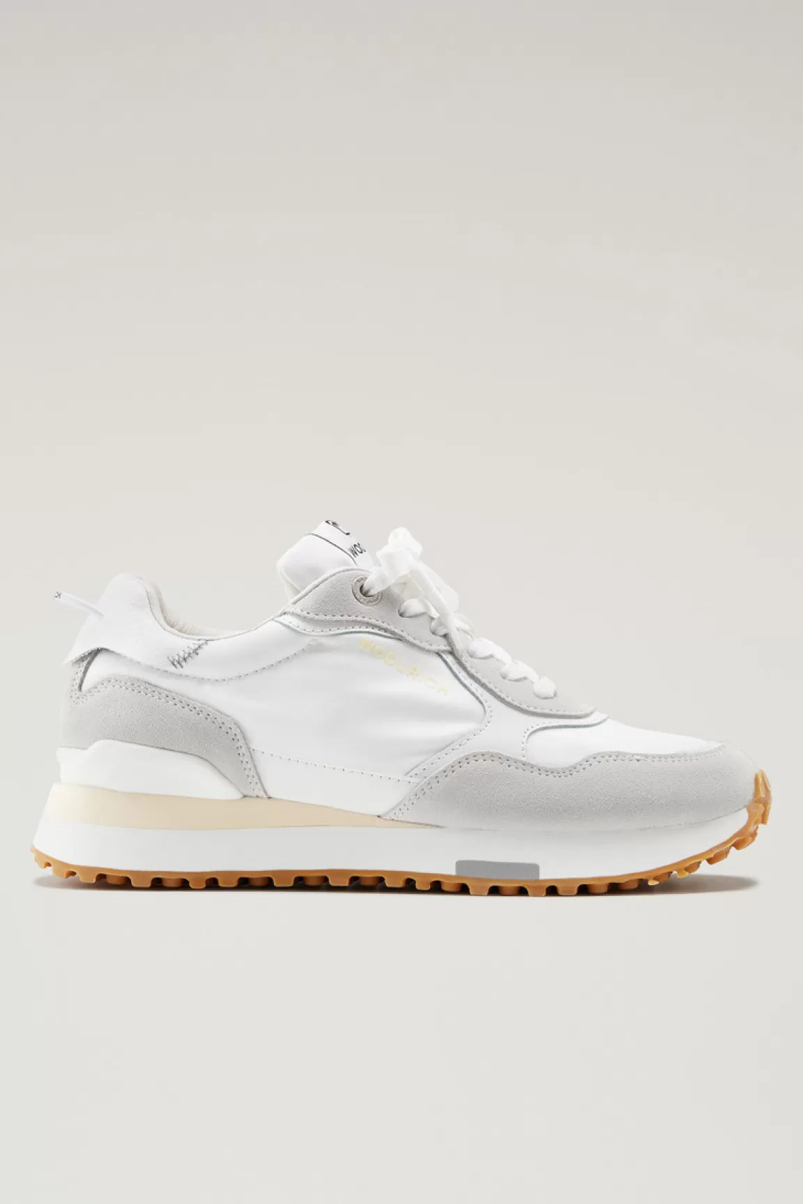 Donna Woolrich Sneakers>Sneakers Retro In Pelle Con Dettagli In Nylon