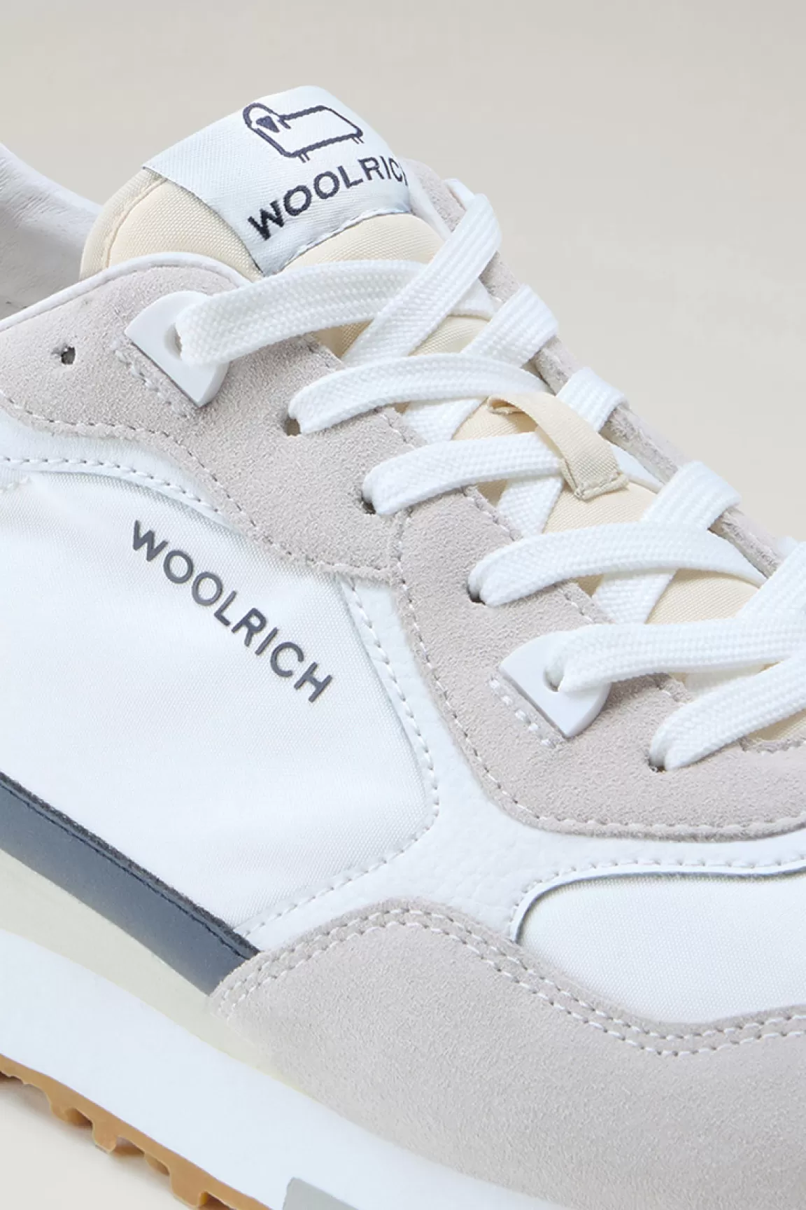 Uomo Woolrich Sneakers>Sneakers Retro In Pelle Con Dettagli In Nylon