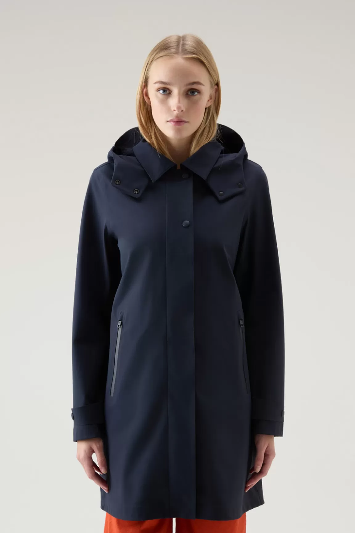 Donna Woolrich Cappotti | Impermeabili>Trench In Nylon High Tech Con Cappuccio Staccabile