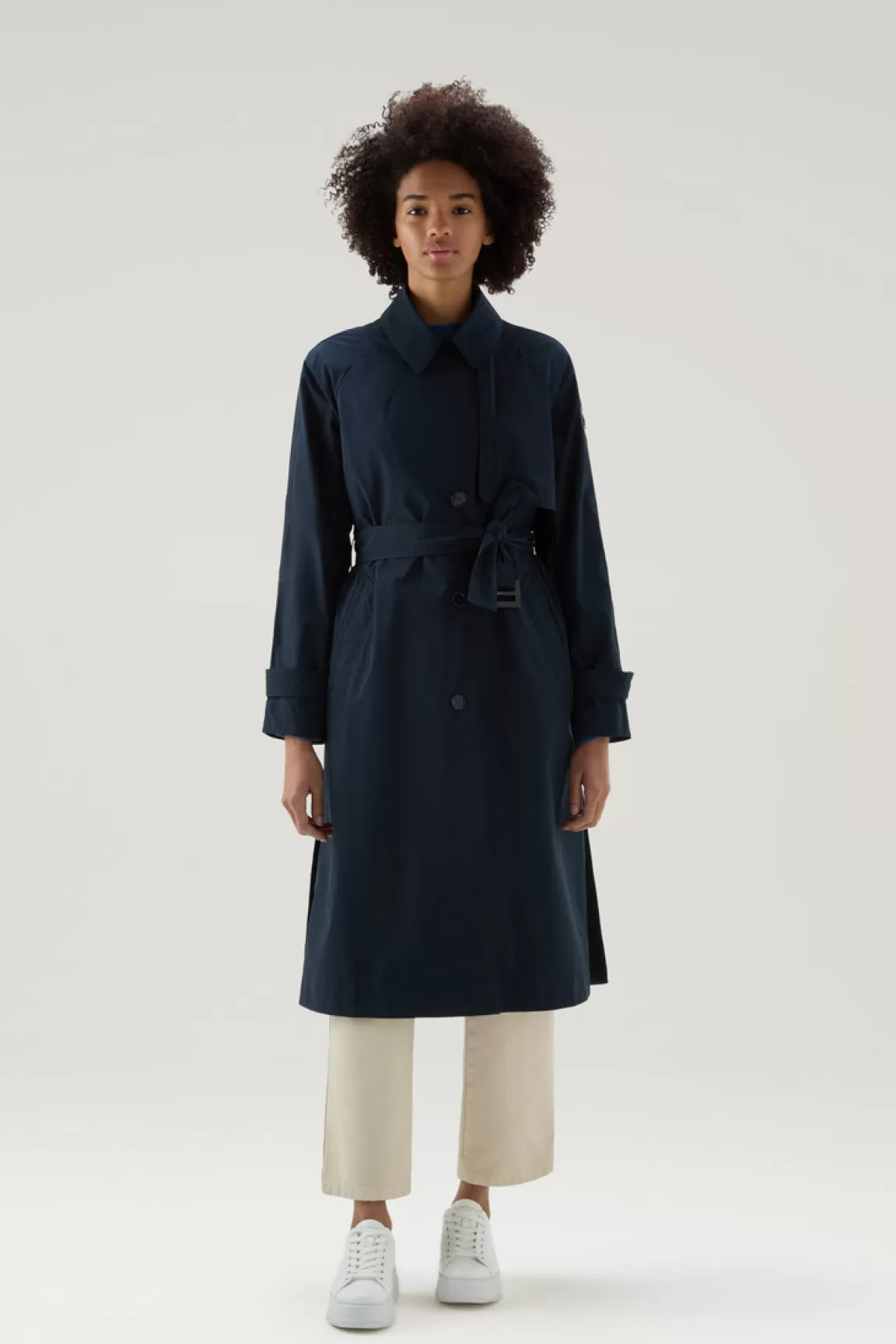 Donna Woolrich Cappotti>Trench In Tessuto Urban Touch Con Cintura