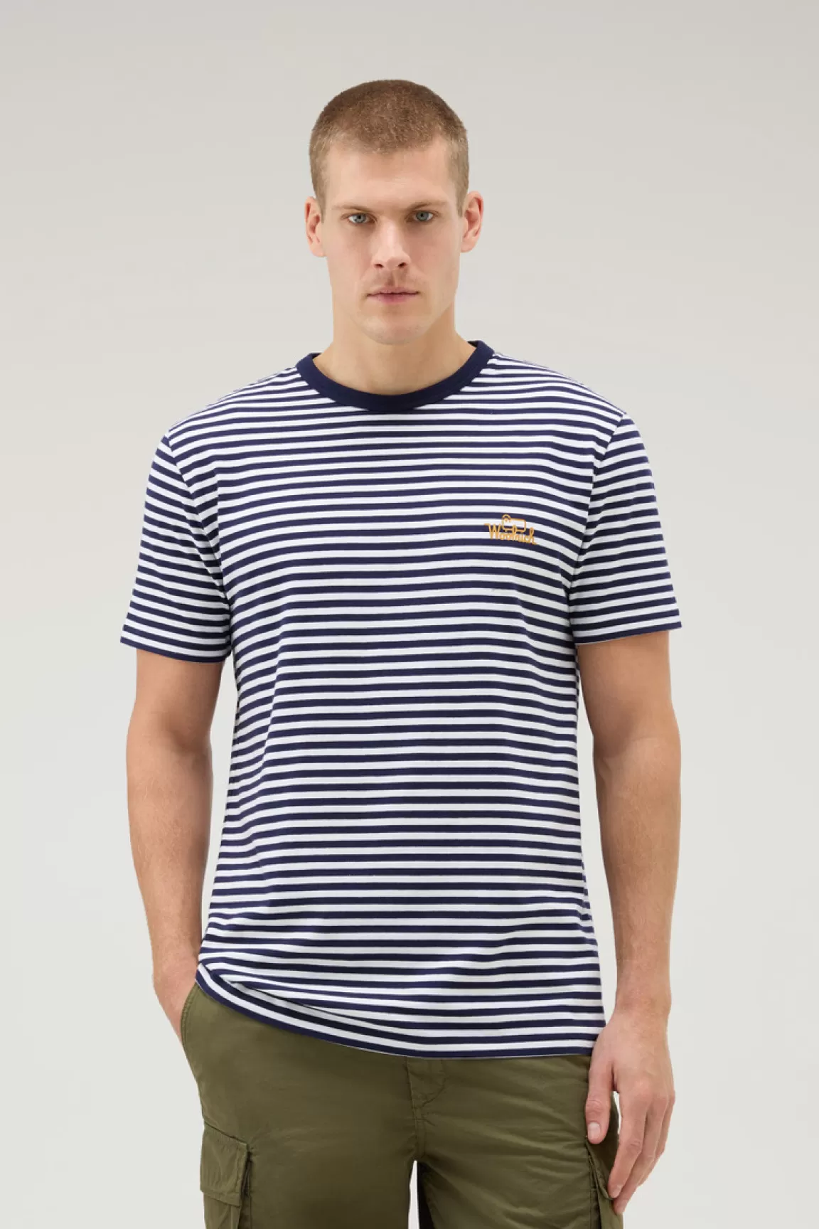 Uomo Woolrich T-shirt>T-shirt A Righe In Jersey Di Cotone Elasticizzato