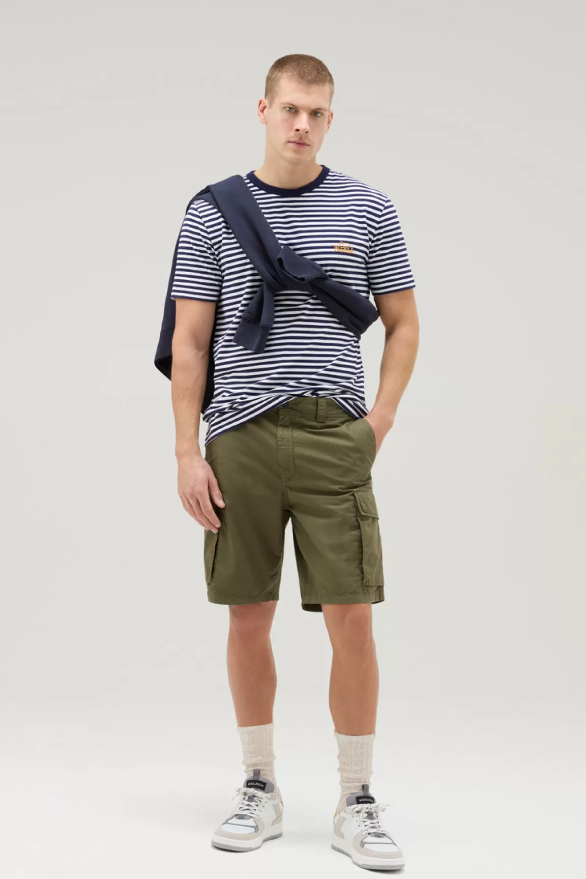 Uomo Woolrich T-shirt>T-shirt A Righe In Jersey Di Cotone Elasticizzato