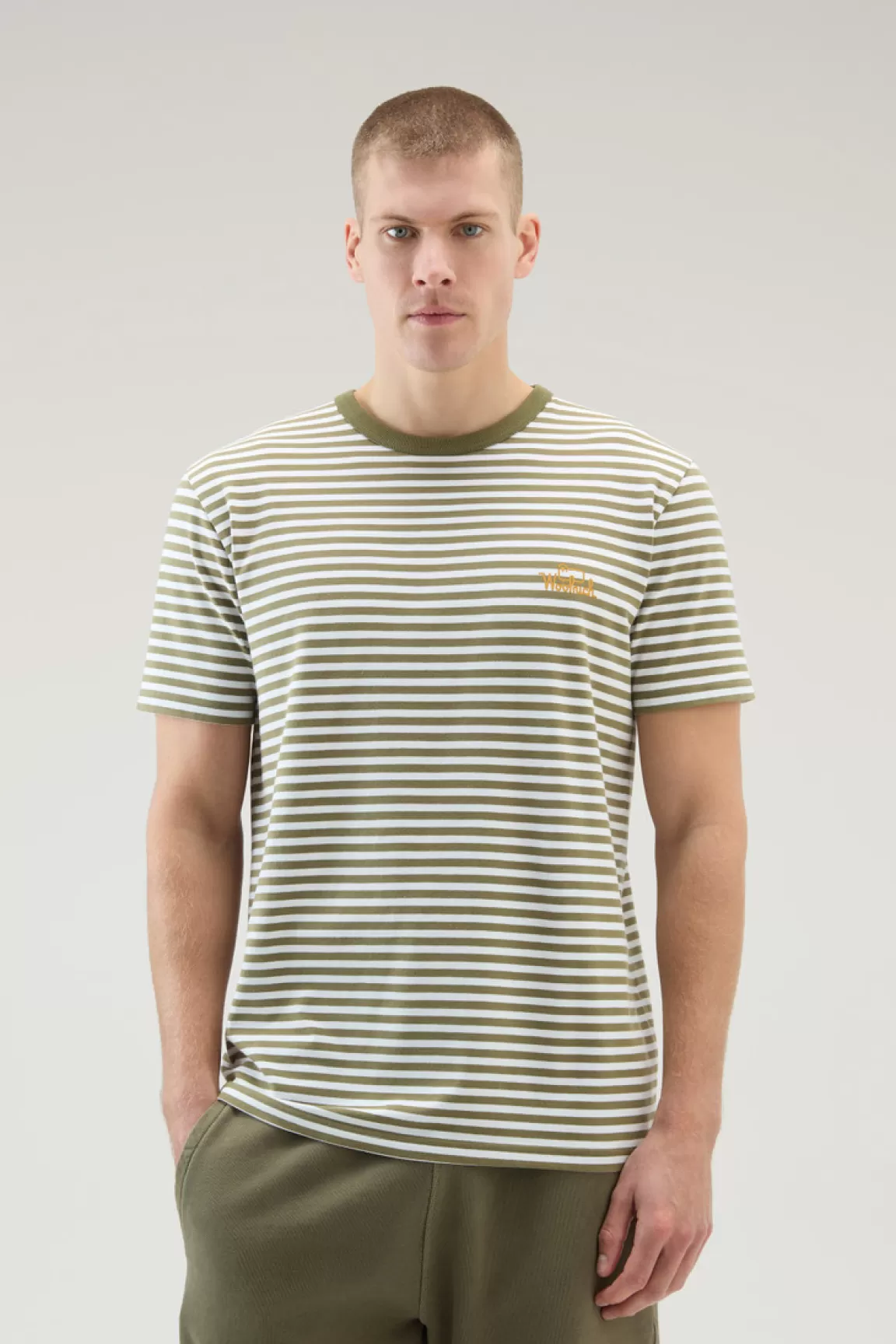 Uomo Woolrich T-shirt>T-shirt A Righe In Jersey Di Cotone Elasticizzato