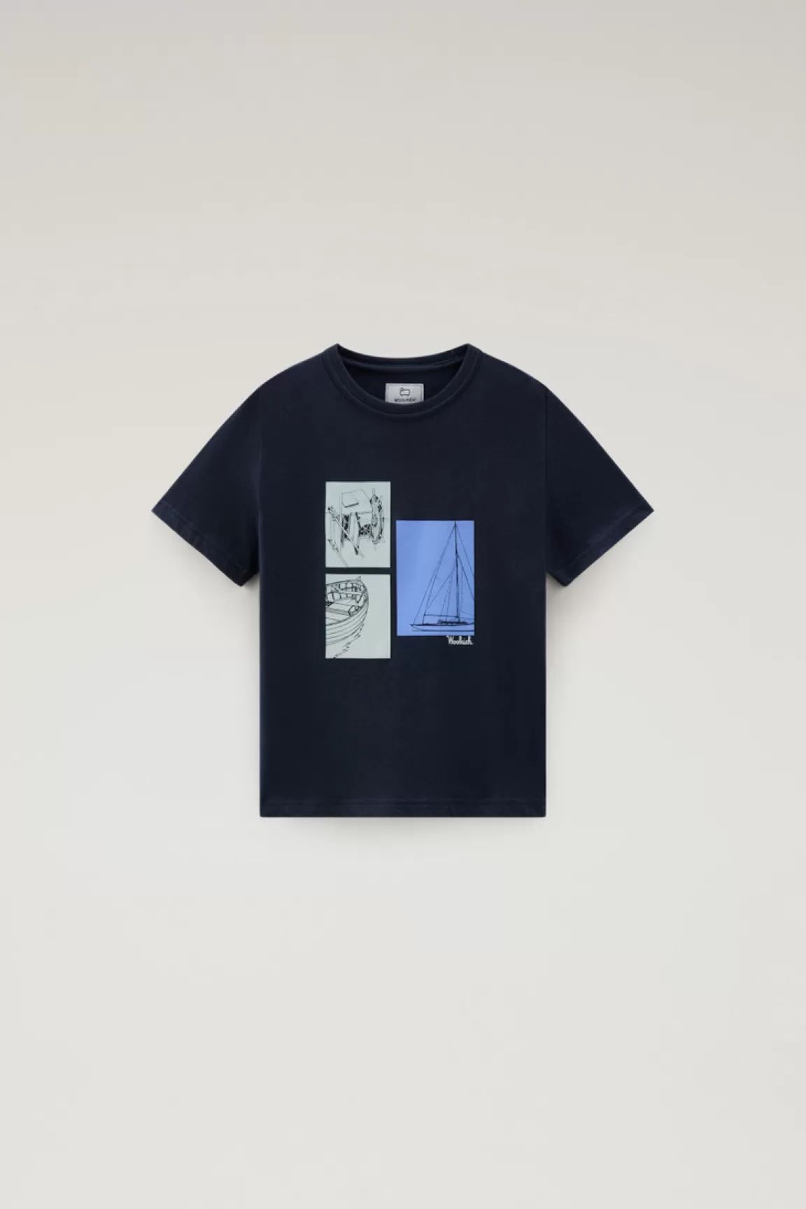 Bambino Woolrich Abbigliamento>T-shirt Da Bambino In Puro Cotone Con Stampa Grafica