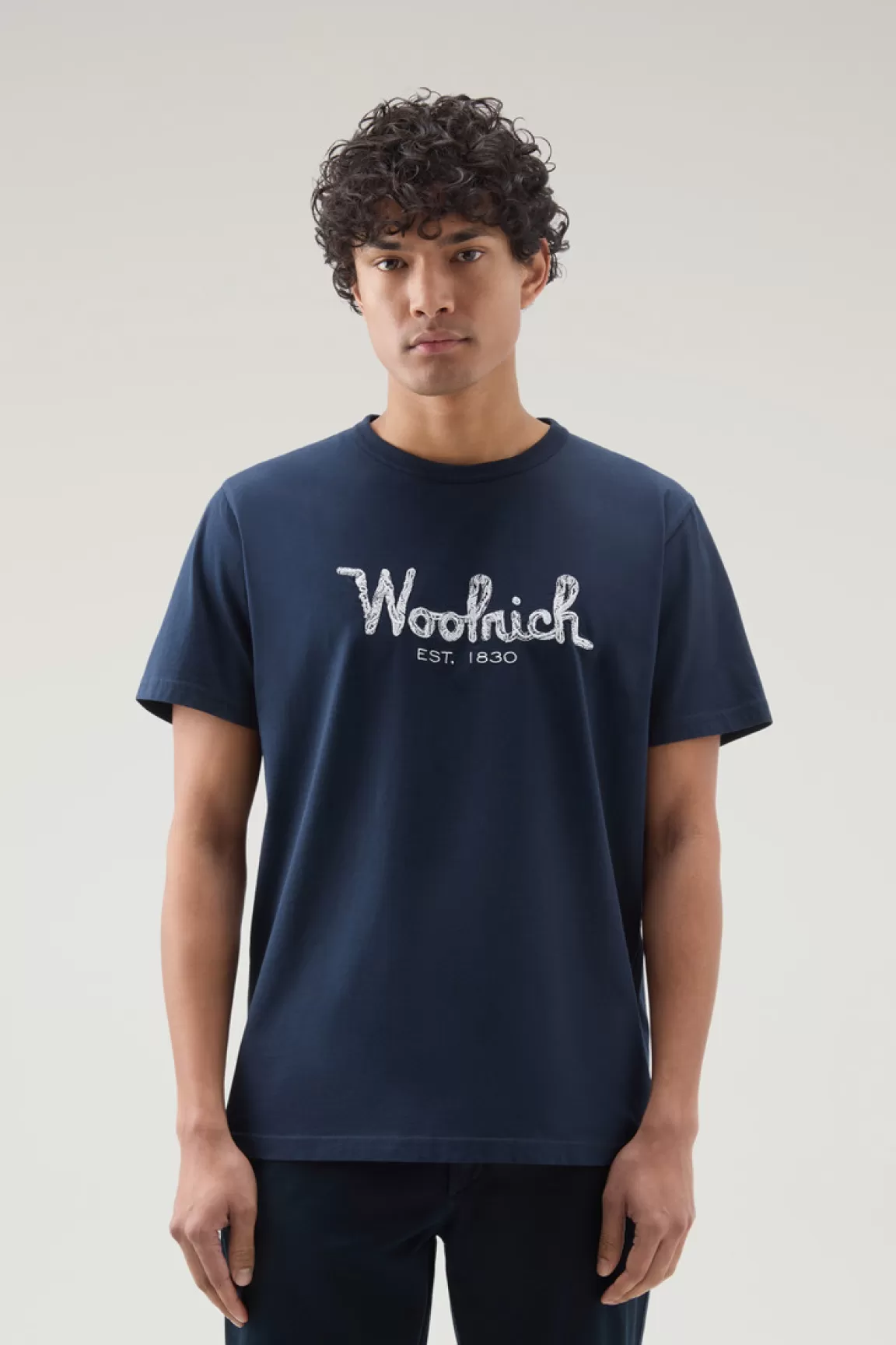 Uomo Woolrich T-shirt>T-shirt In Puro Cotone Con Ricamo